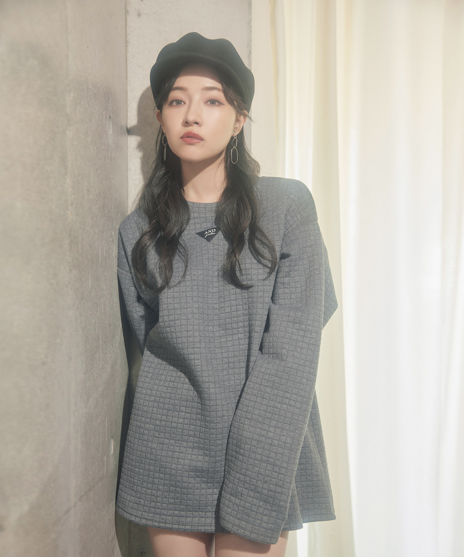 UNISEX ワンポイントジャガードワッフルトップス