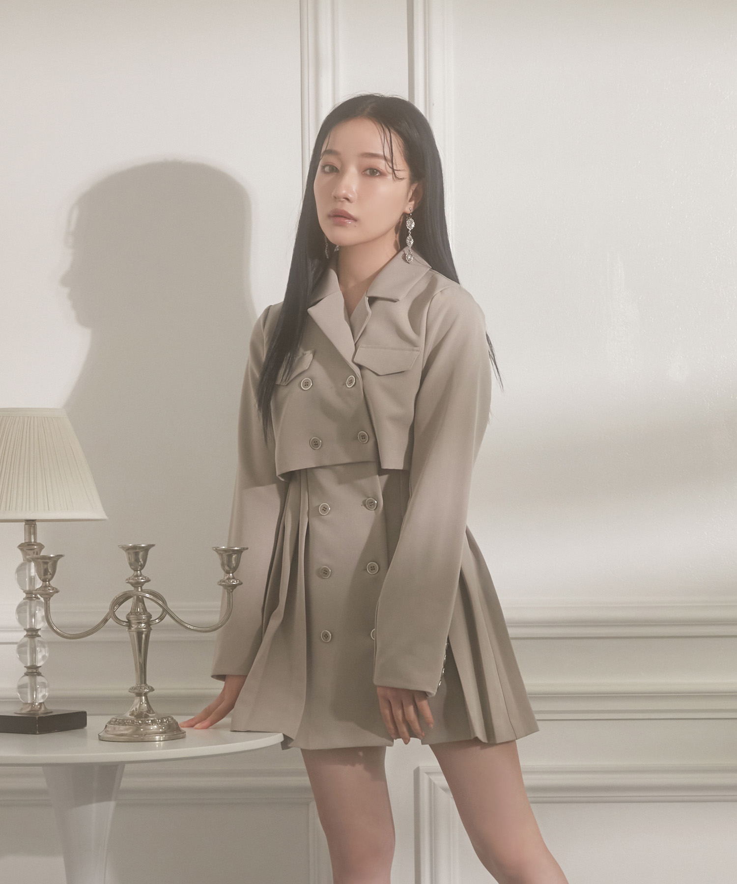 ジャケットプリーツワンピ