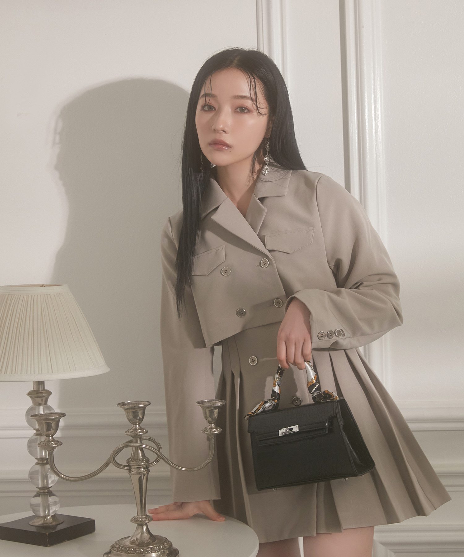 ジャケットプリーツワンピ