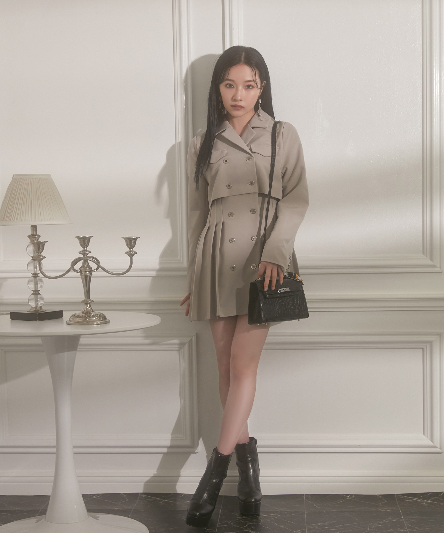 ジャケットプリーツワンピ