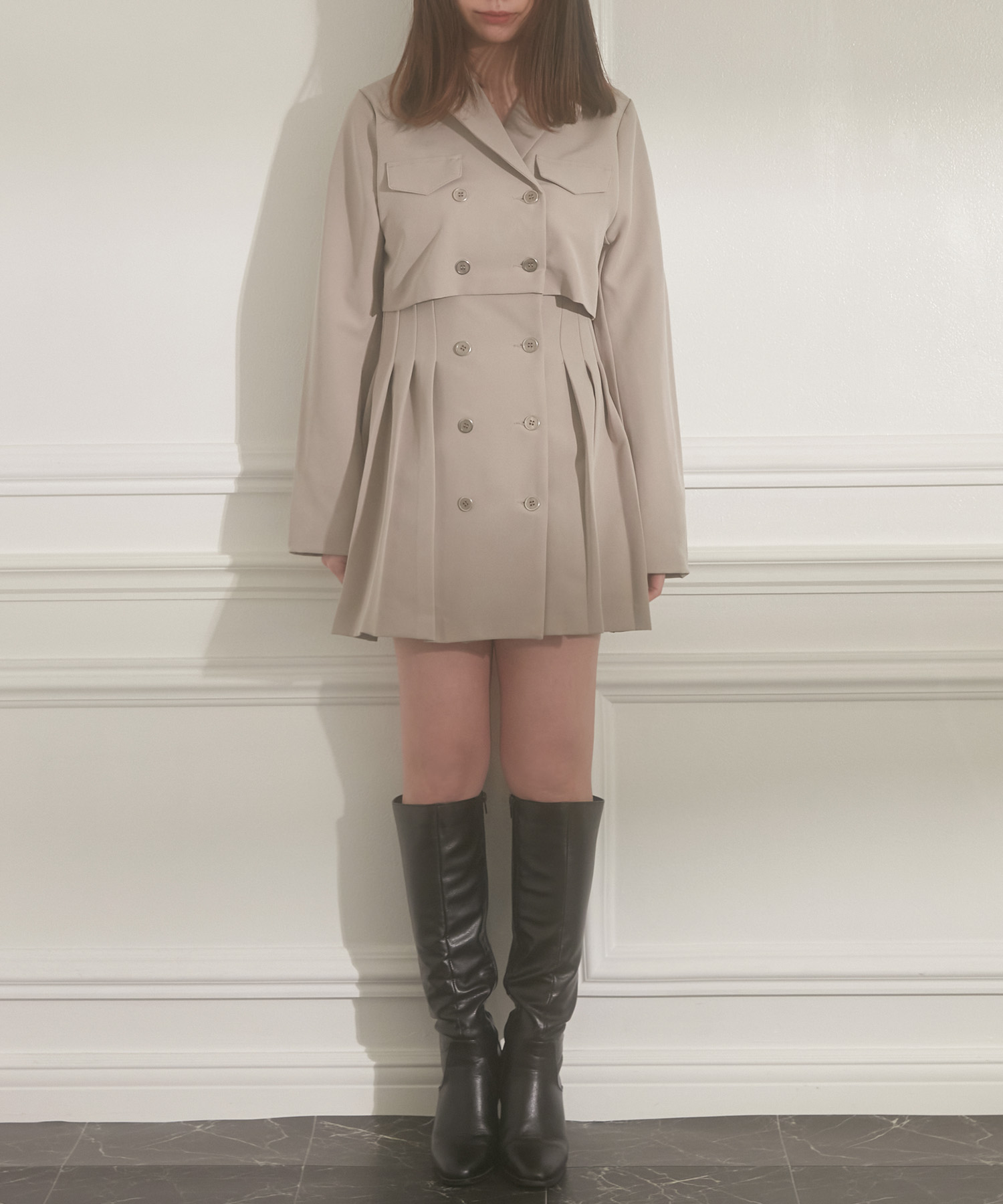 ジャケットプリーツワンピ