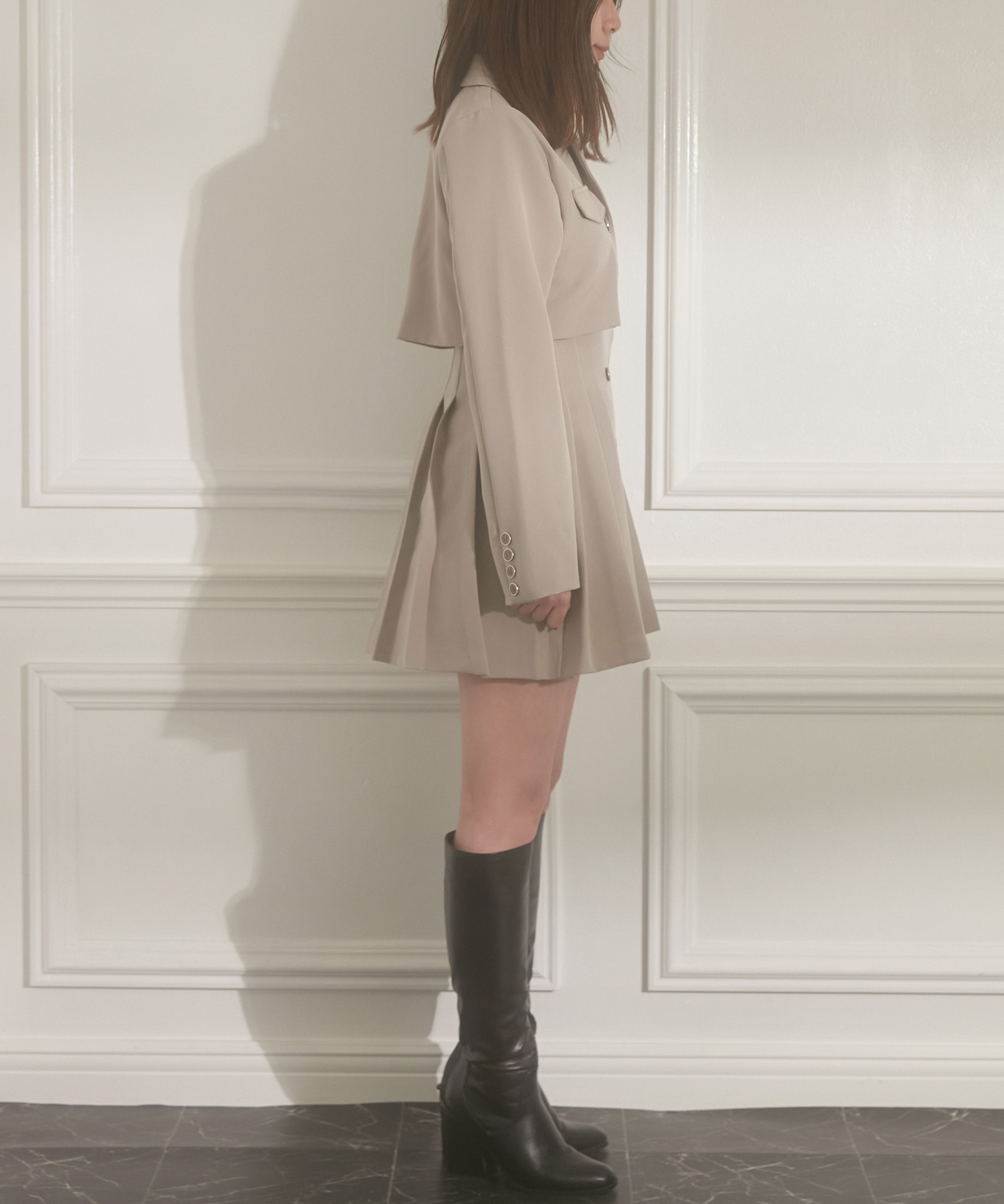 ジャケットプリーツワンピ