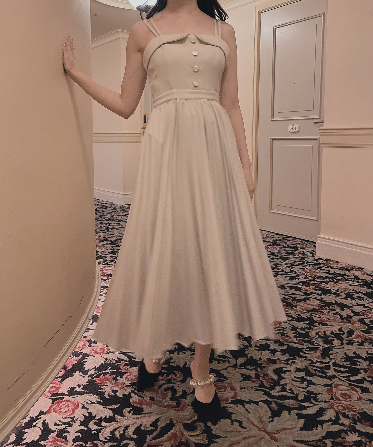 プリーツキャミワンピ