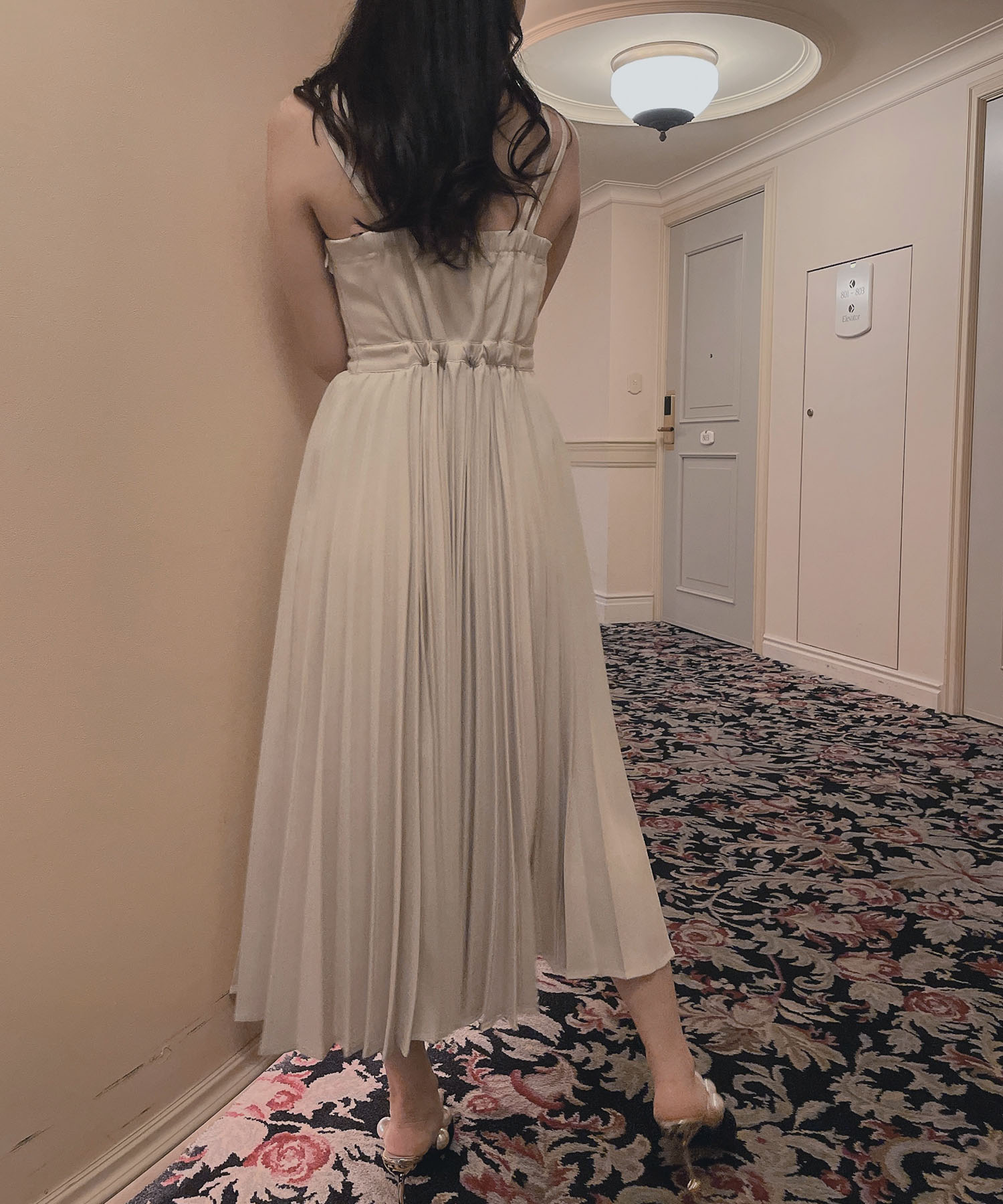 プリーツキャミワンピ