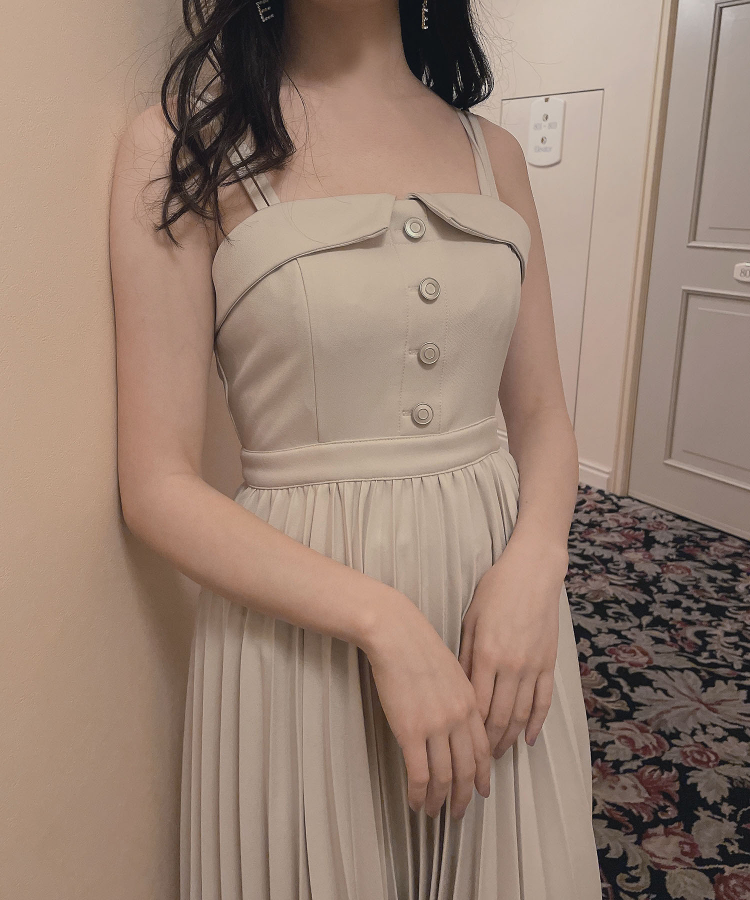 プリーツキャミワンピ