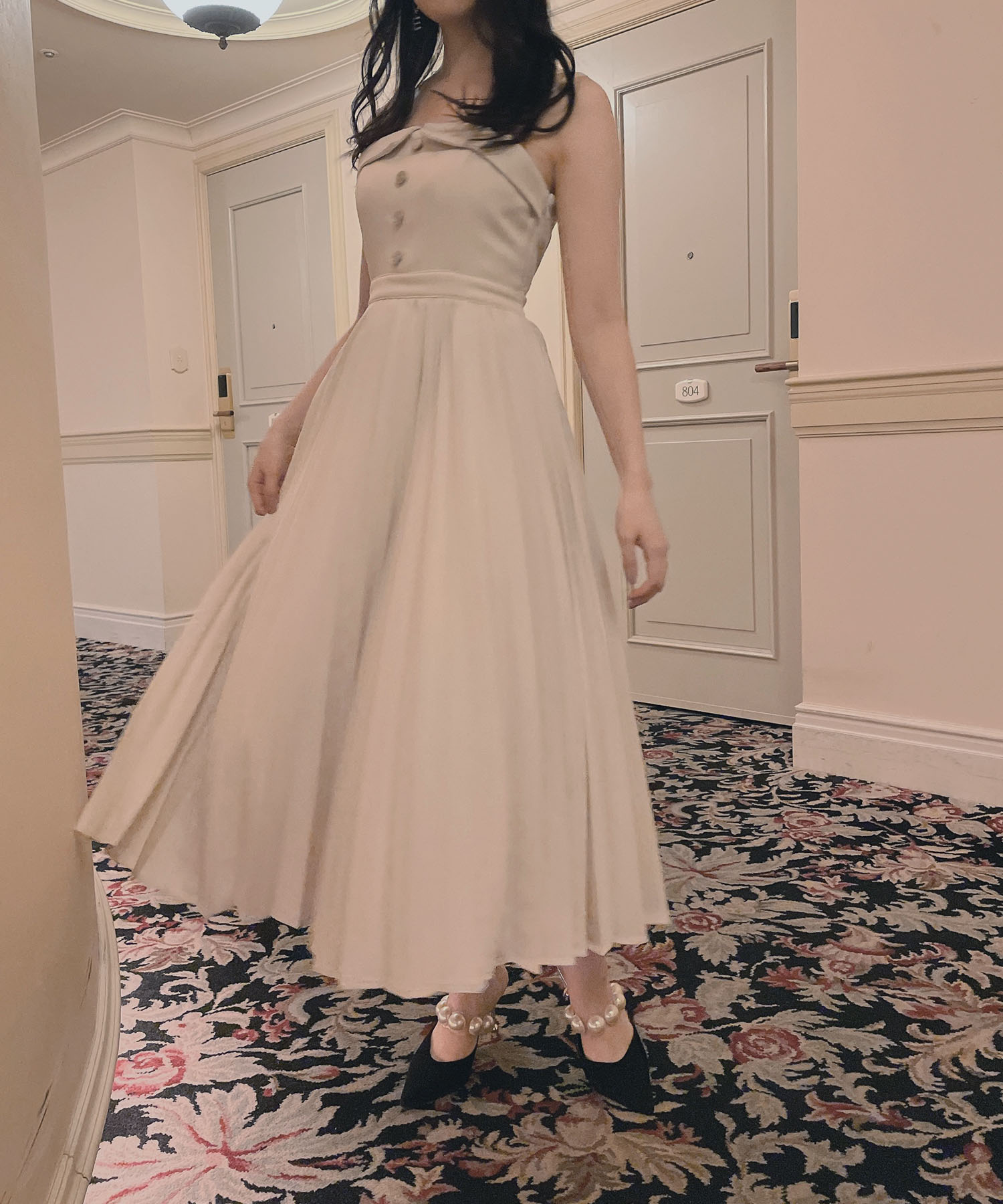 プリーツキャミワンピ