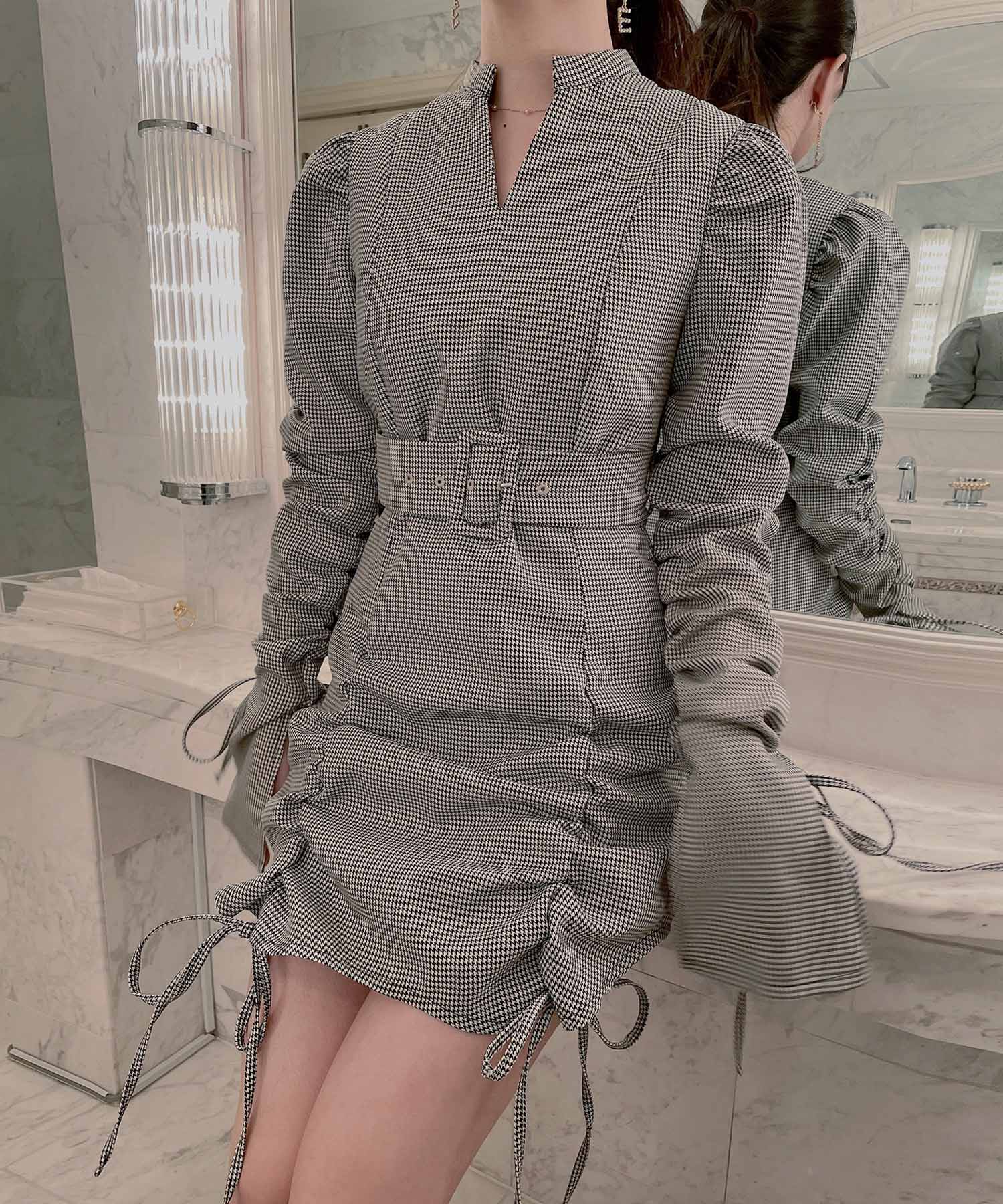 ドロストリボンワンピ