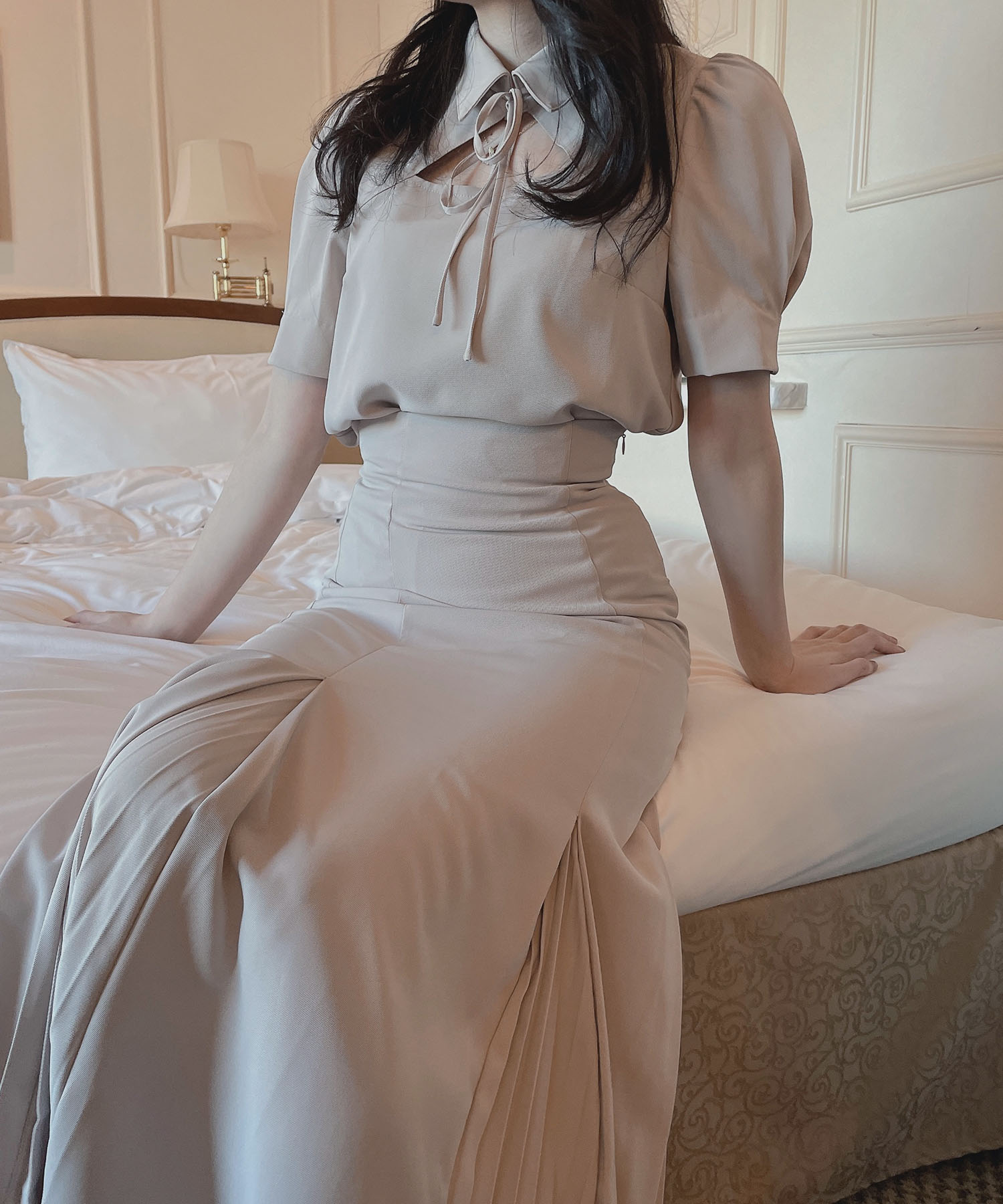 リボンブラウスフレアマーメイドSET