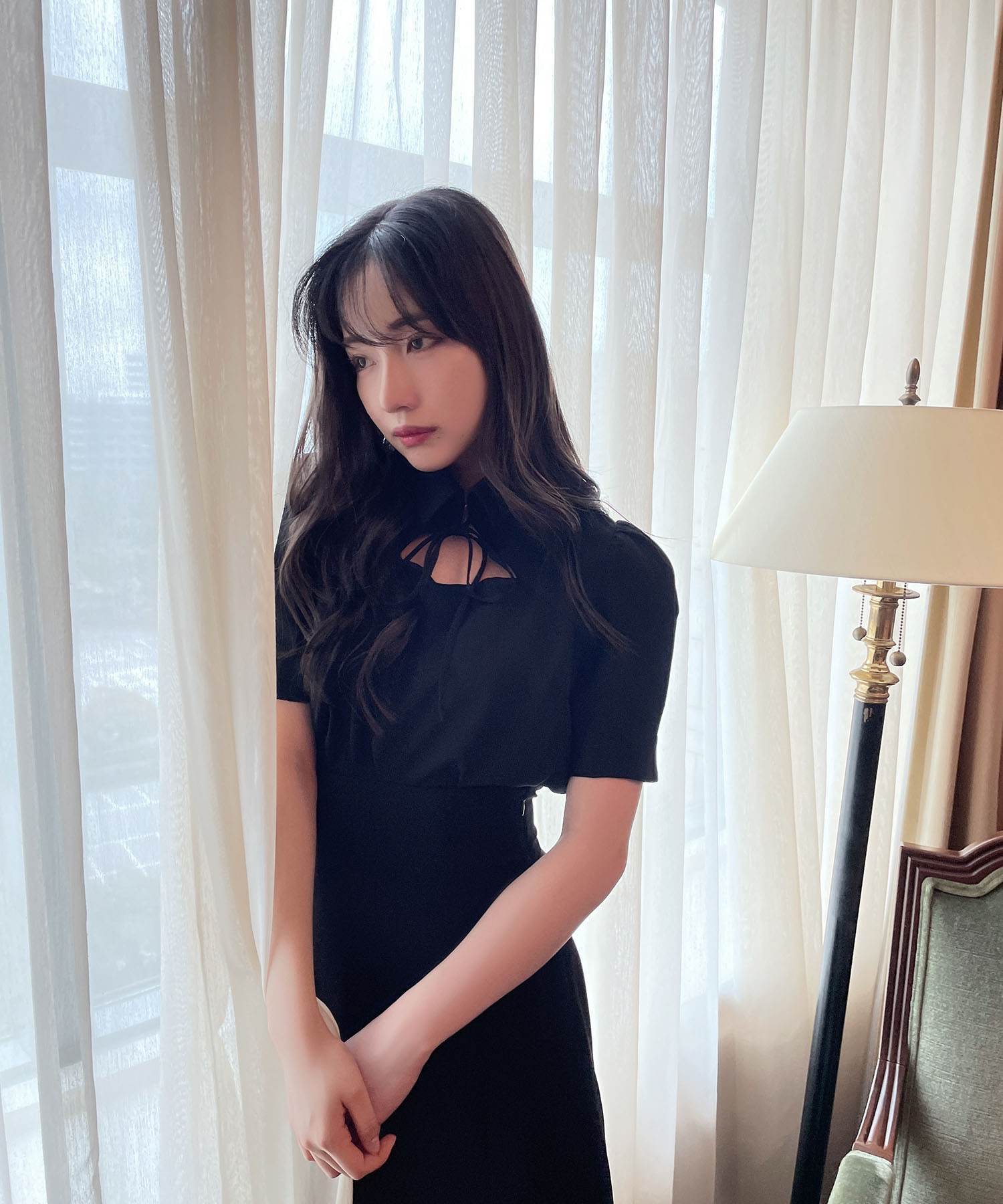 リボンブラウスフレアマーメイドSET