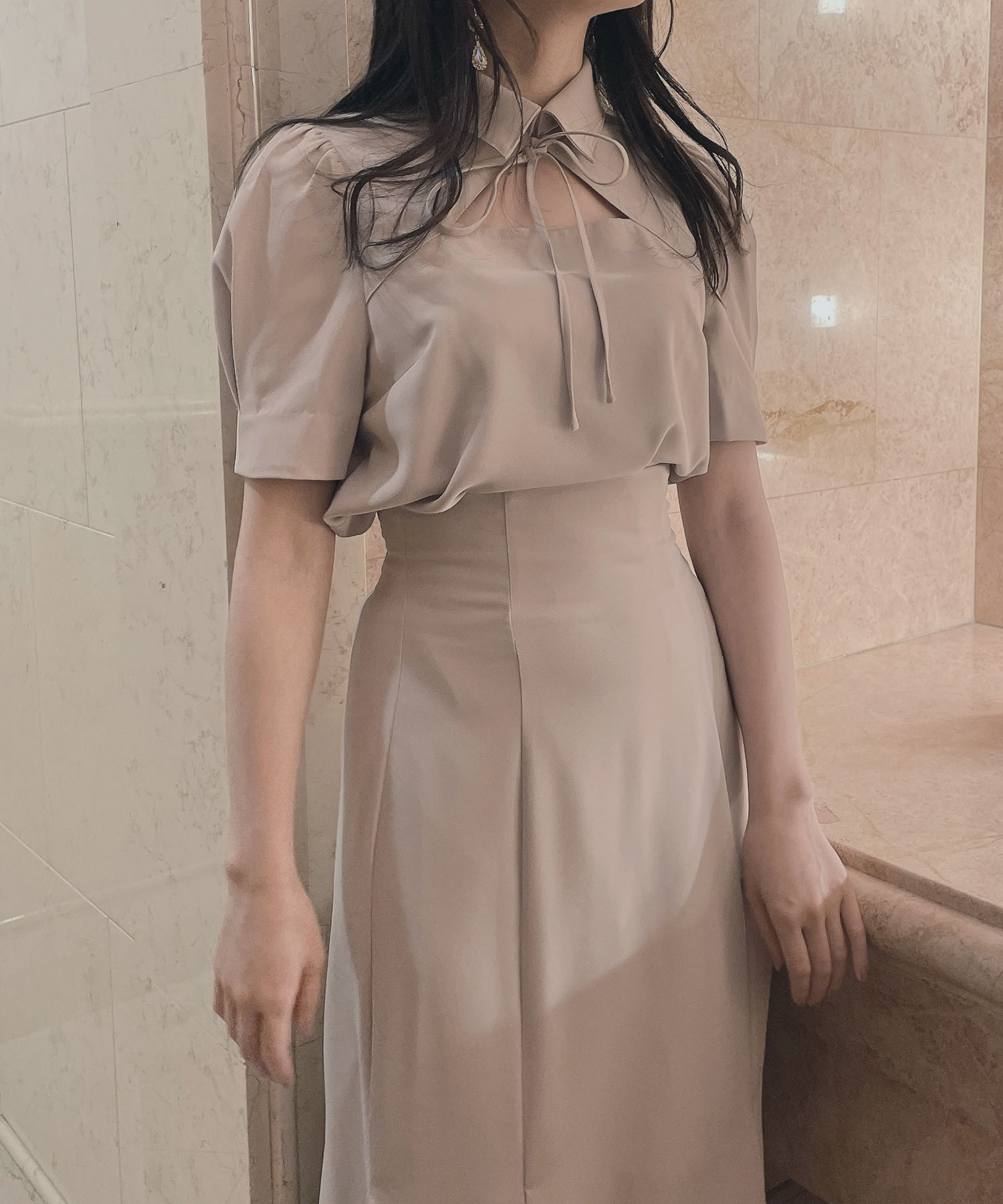 リボンブラウスフレアマーメイドSET