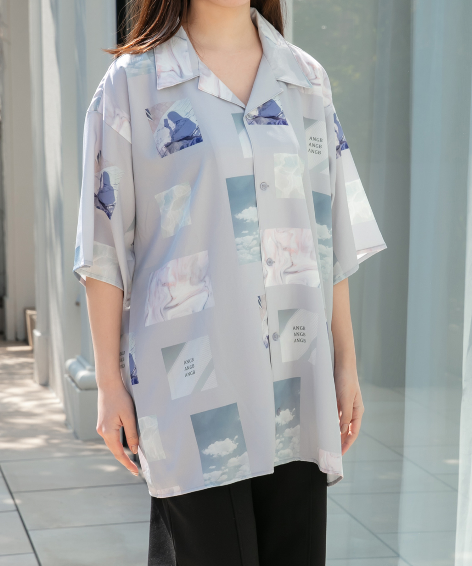 UNISEX 総柄フォトシャツ