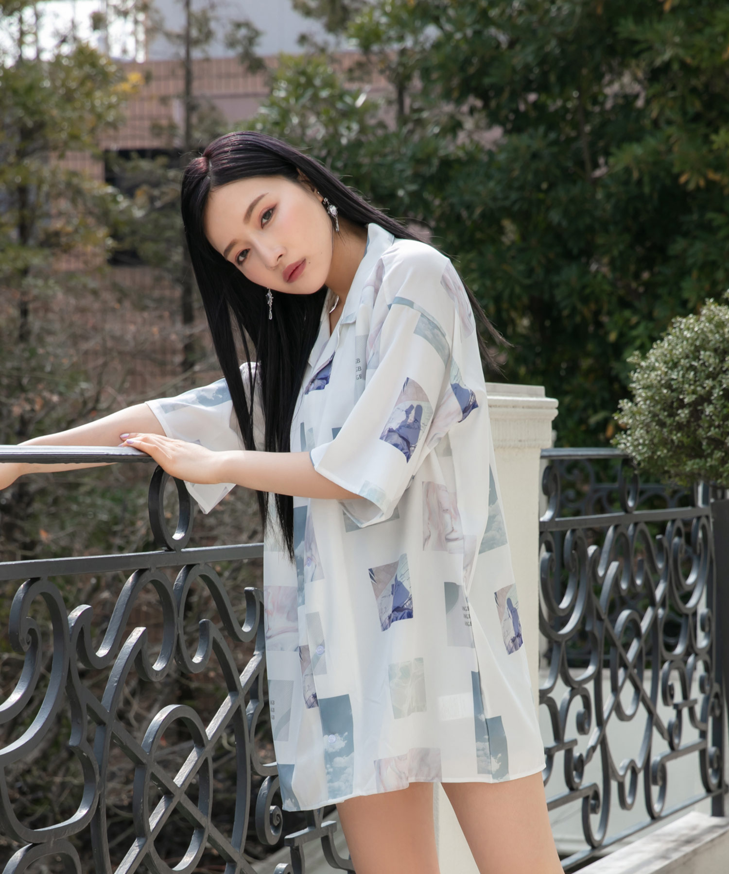 UNISEX 総柄フォトシャツ