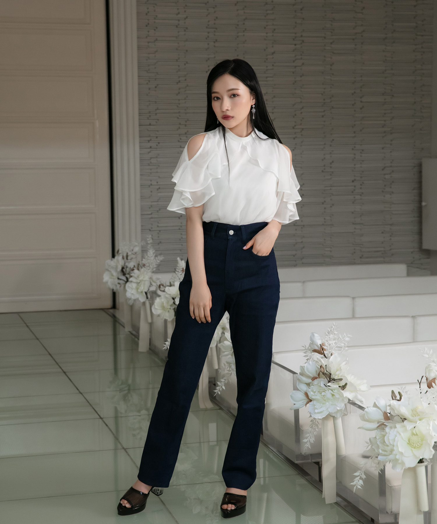 フリルパフスリーブシフォントップス シフォンフリルトップス – BUNNY APARTMENT