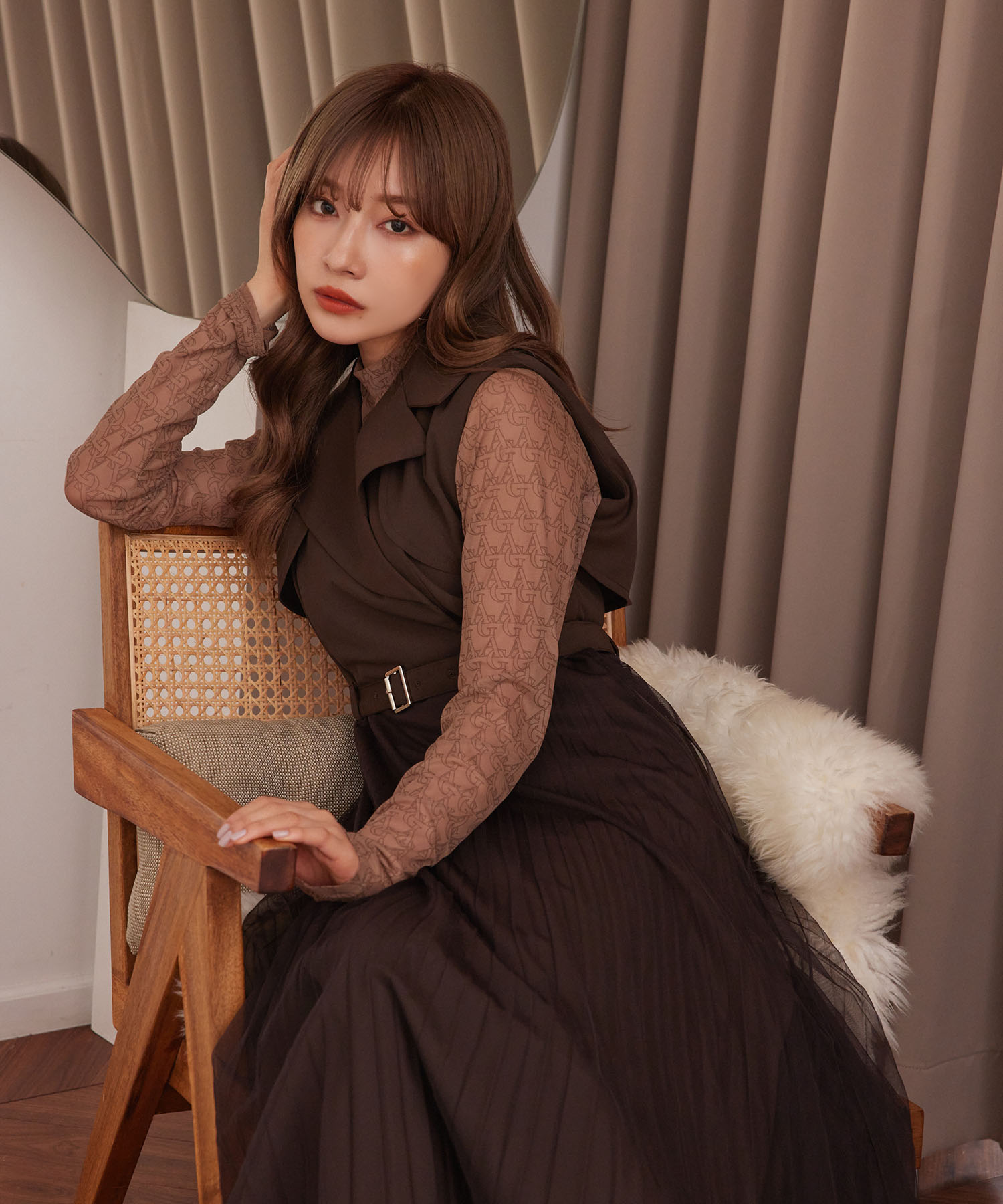 ノースリテーラードプリーツワンピ