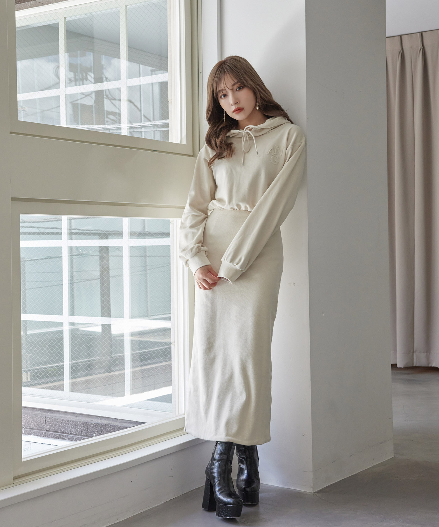 スウェットフーディーワンピ