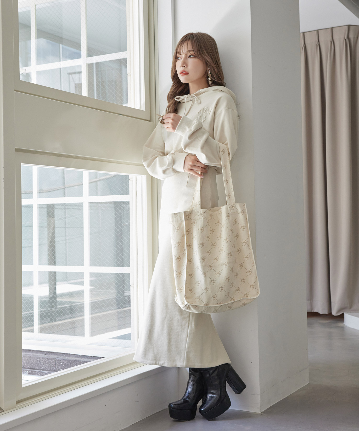 スウェットフーディーワンピ