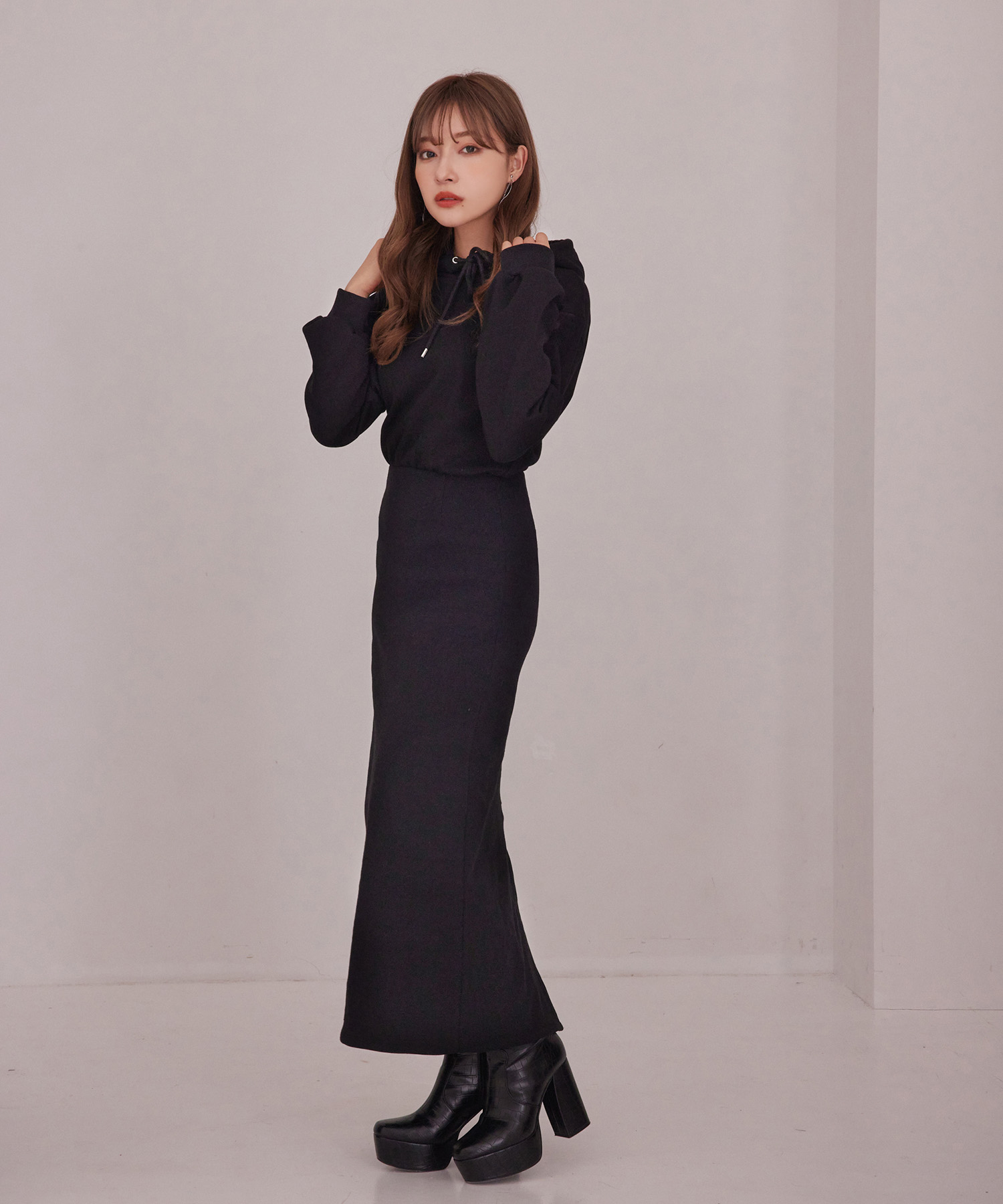 スウェットフーディーワンピ