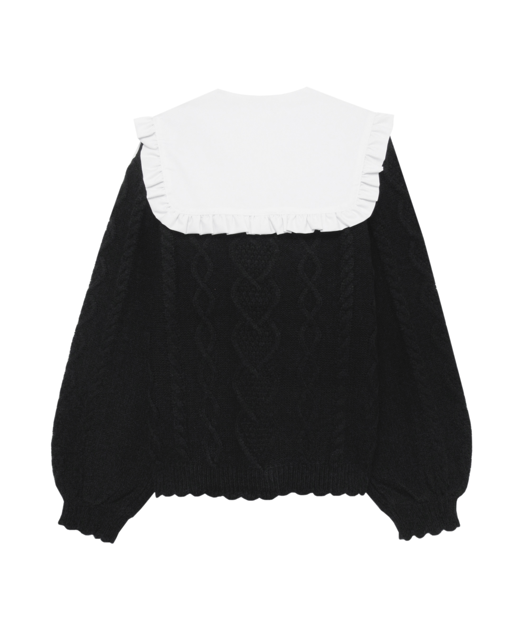 付け衿ハートケーブルニット