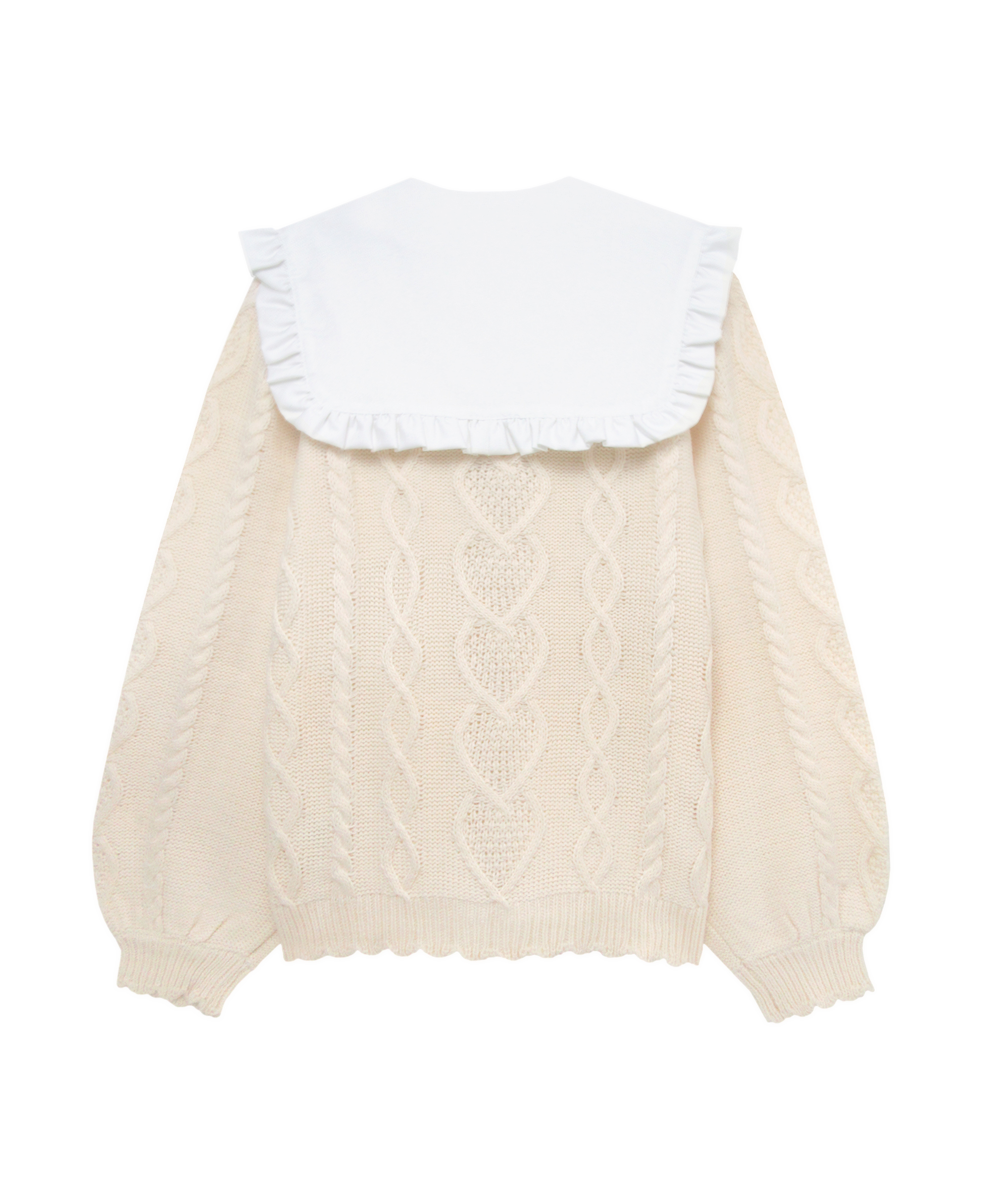 付け衿ハートケーブルニット