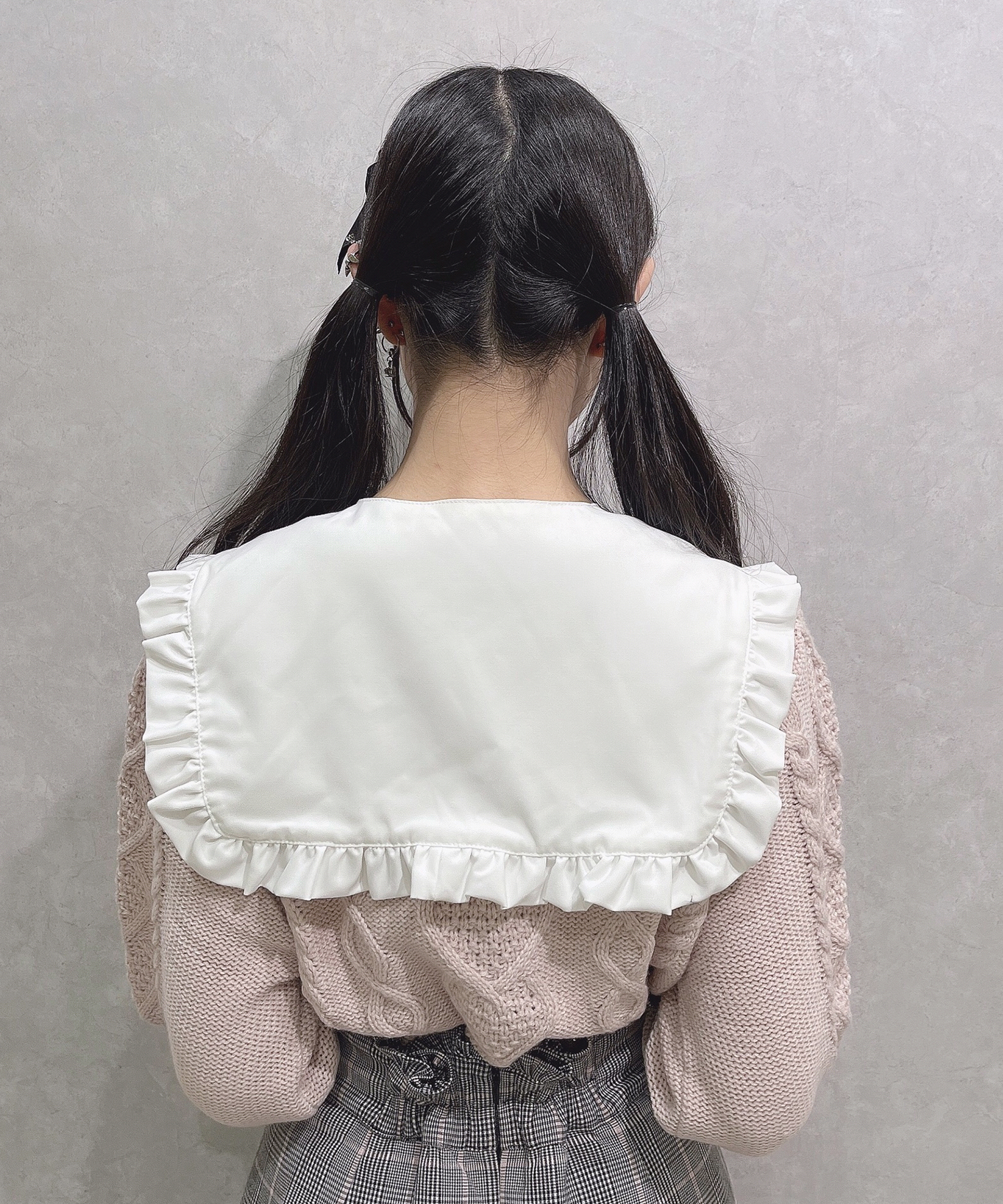 付け衿ハートケーブルニット