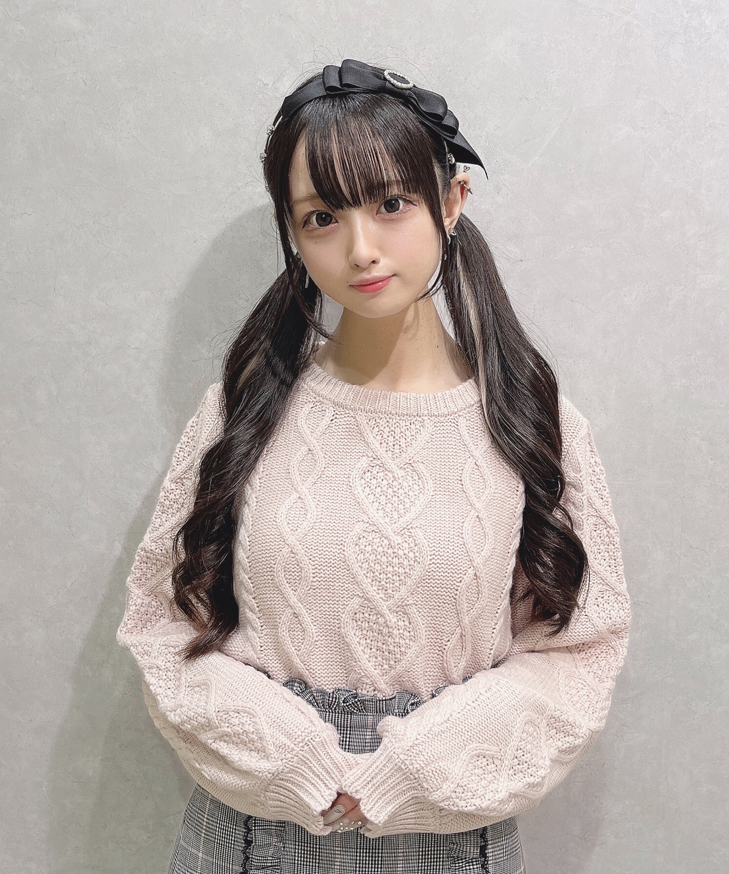 付け衿ハートケーブルニット