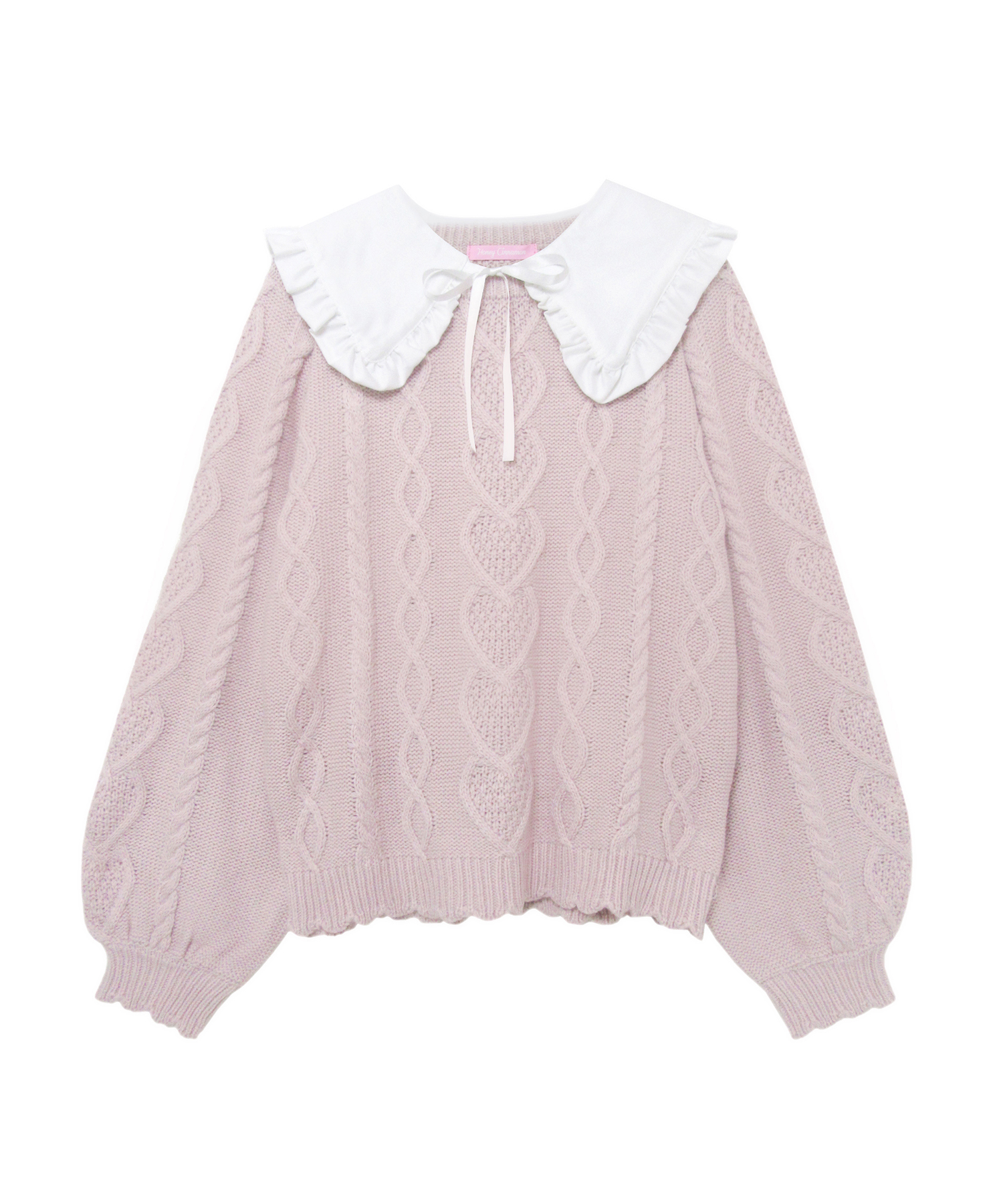 付け衿ハートケーブルニット