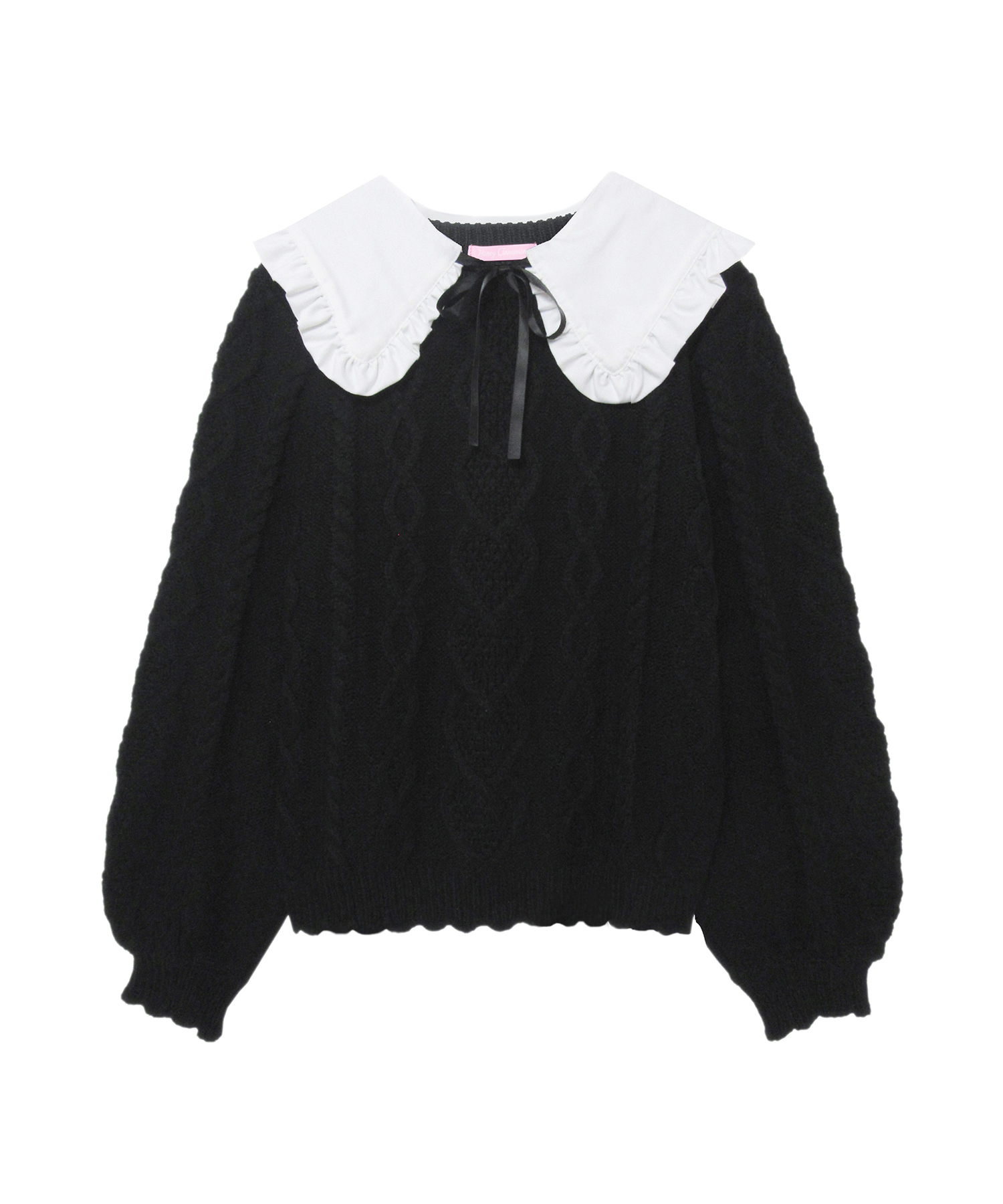 付け衿ハートケーブルニット