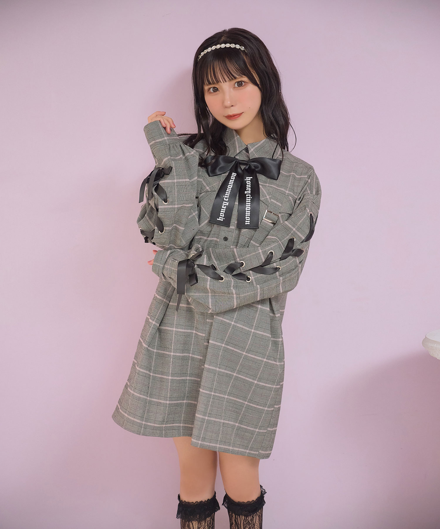 袖レースアップビッグシャツ