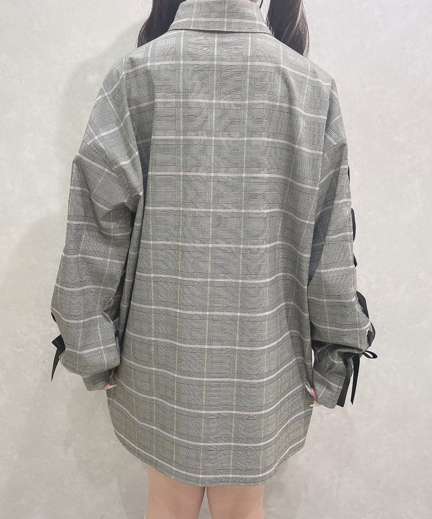 袖レースアップビッグシャツ