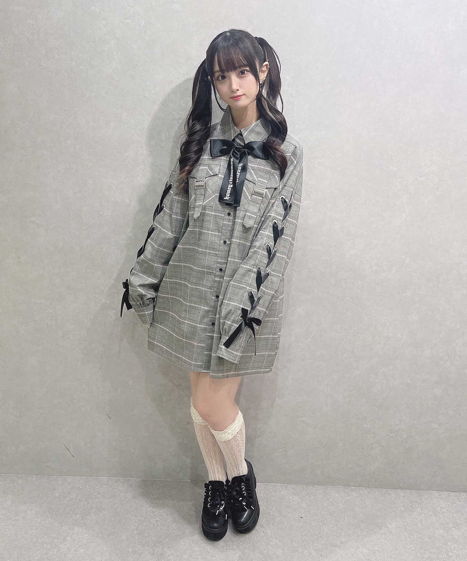 袖レースアップビッグシャツ