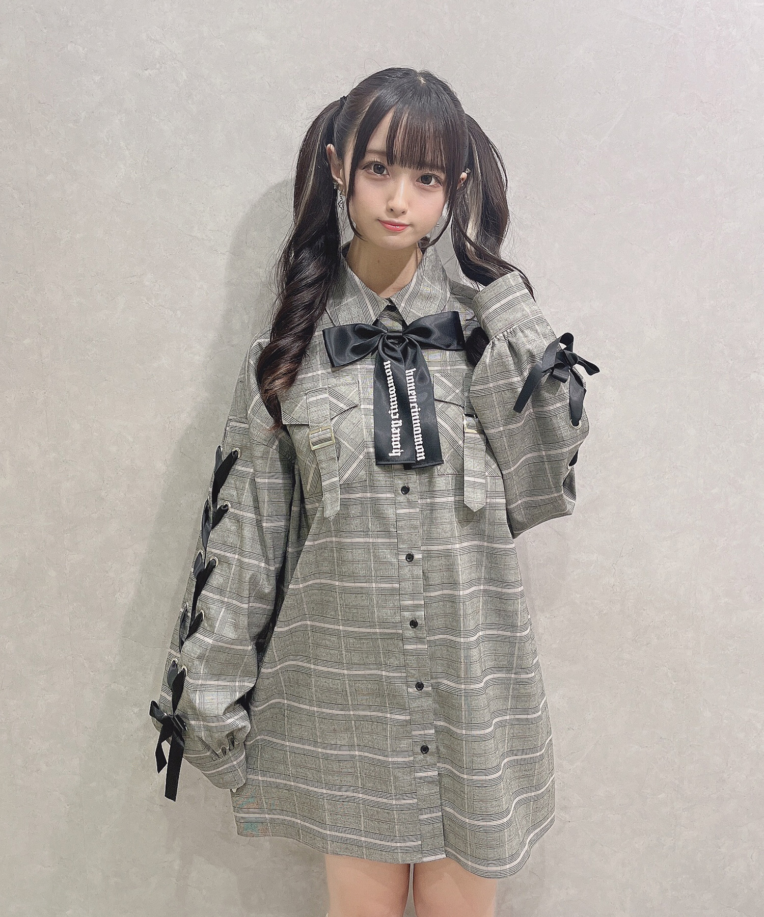 袖レースアップビッグシャツ