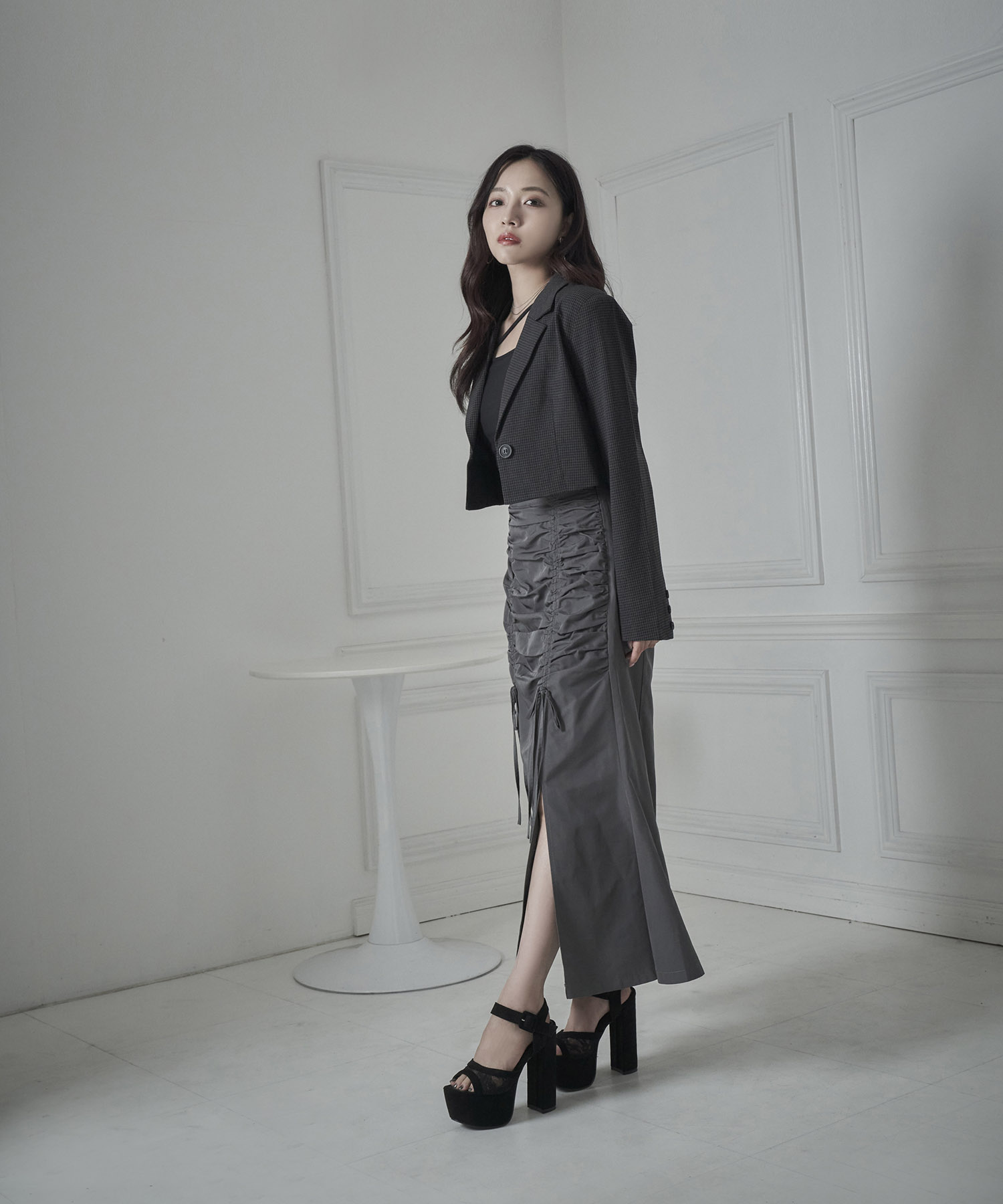 チェックショートジャケット