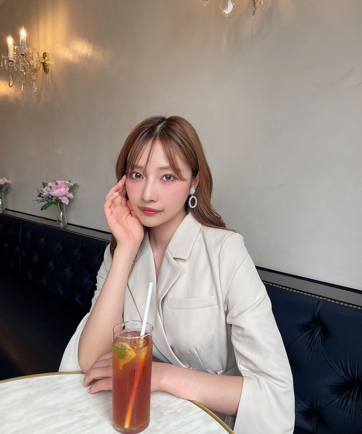 スリットスリーブジャケットワンピ