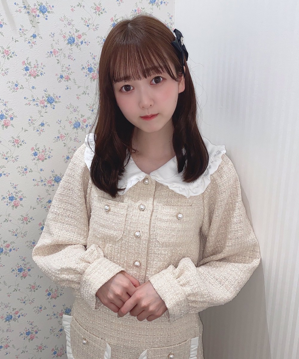 丸衿ツイードトップス