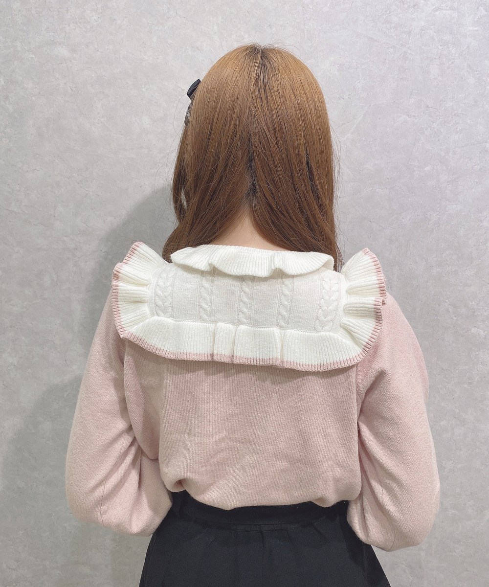 切替フリルニット×サイドベルト台形スカートSET