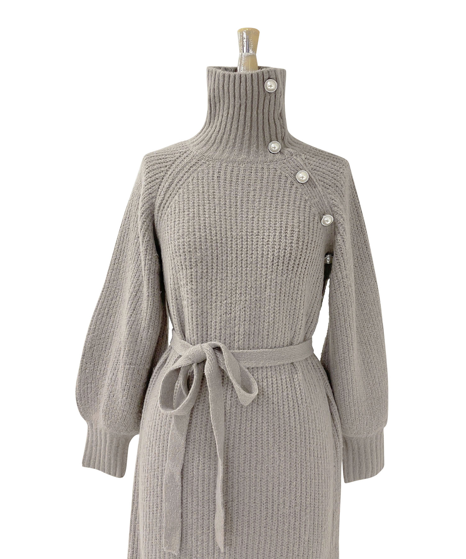 パールタートルニットワンピ