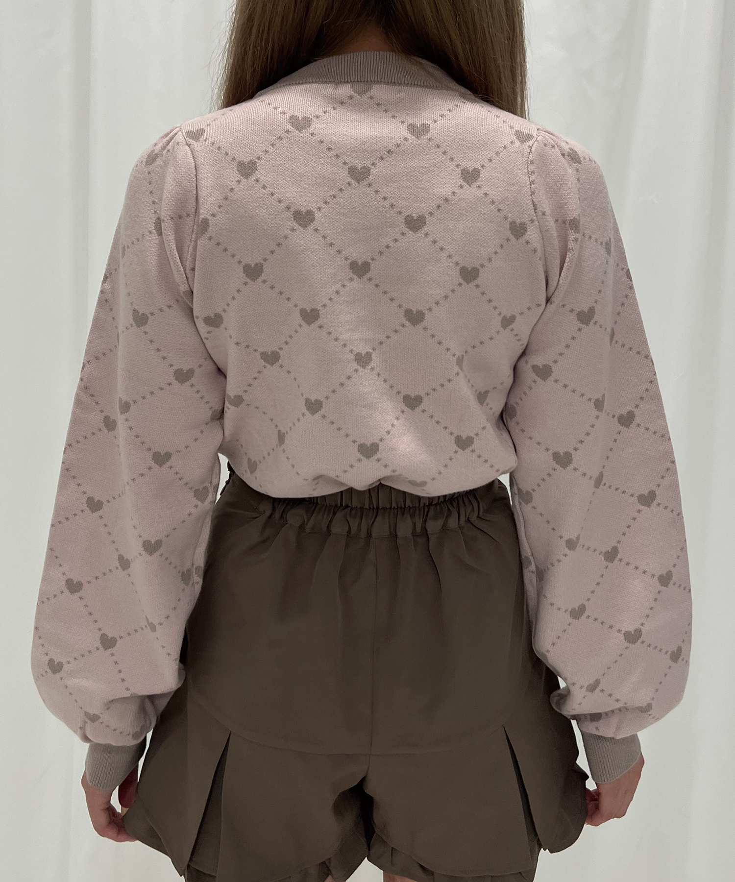 ハート柄リボンニット