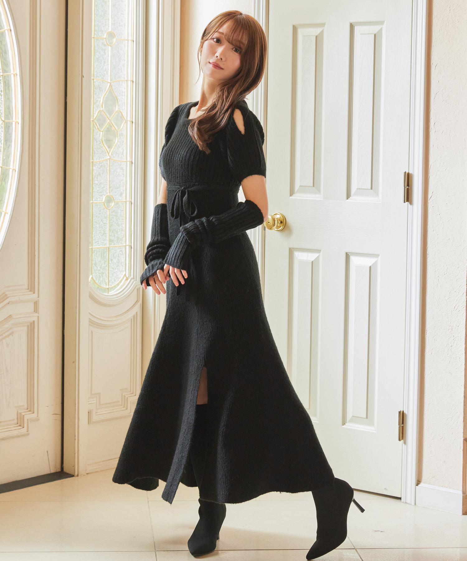 arm sleeve knit flare onepiece – BUNNY APARTMENT arm sleeve knit flare onepiece – BUNNY APARTMENT