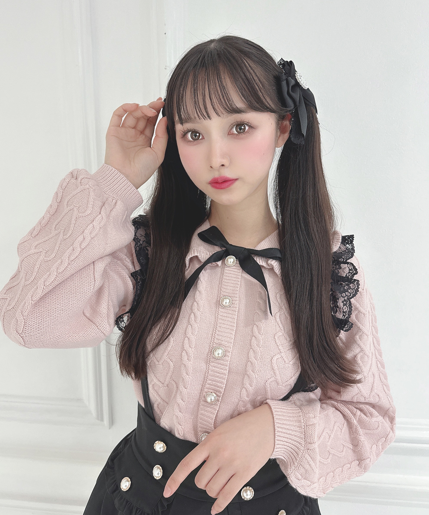 ハートビジューリボンクリップ