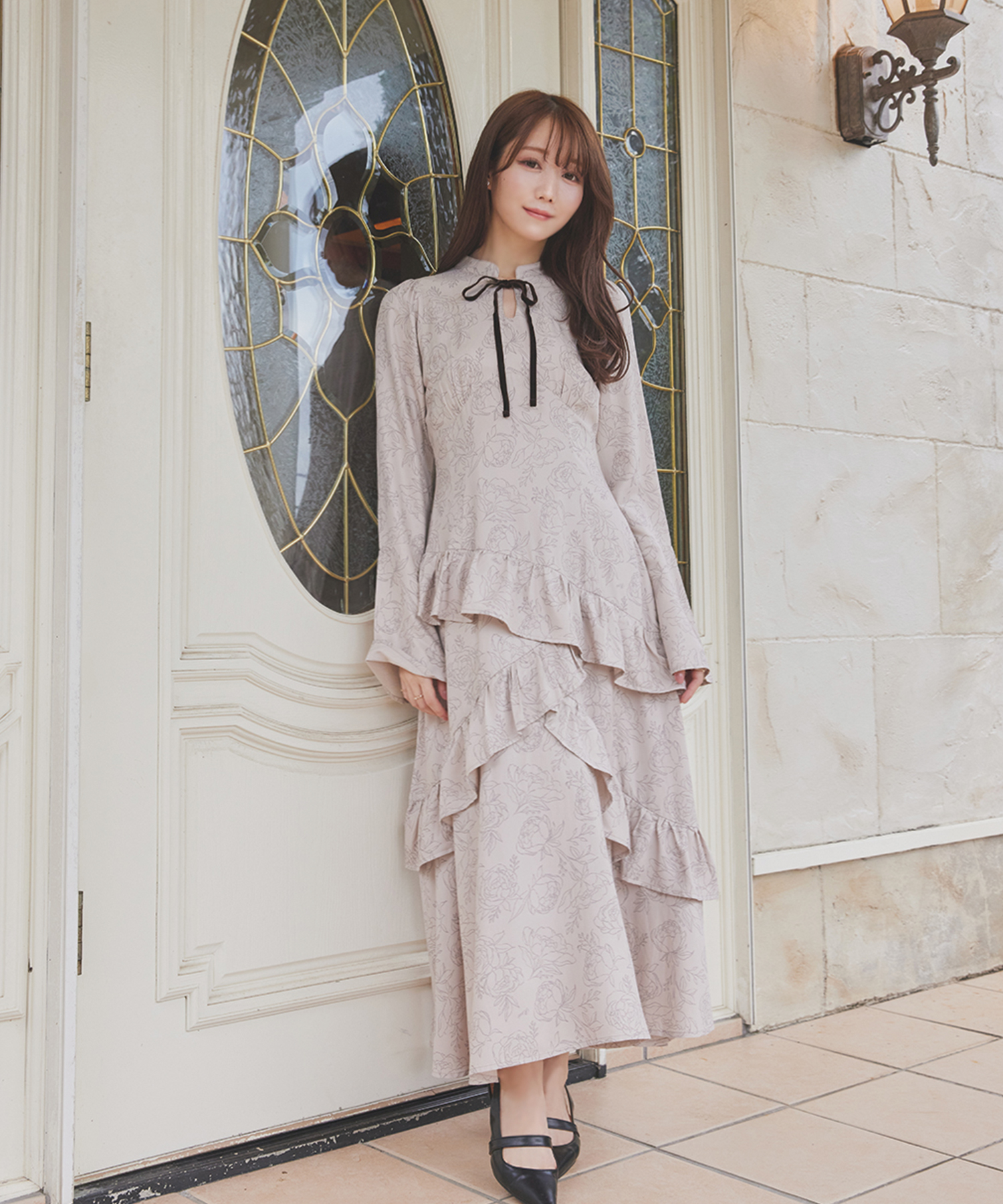 Rosé Muse ribbon knit&kami o/p setivory-