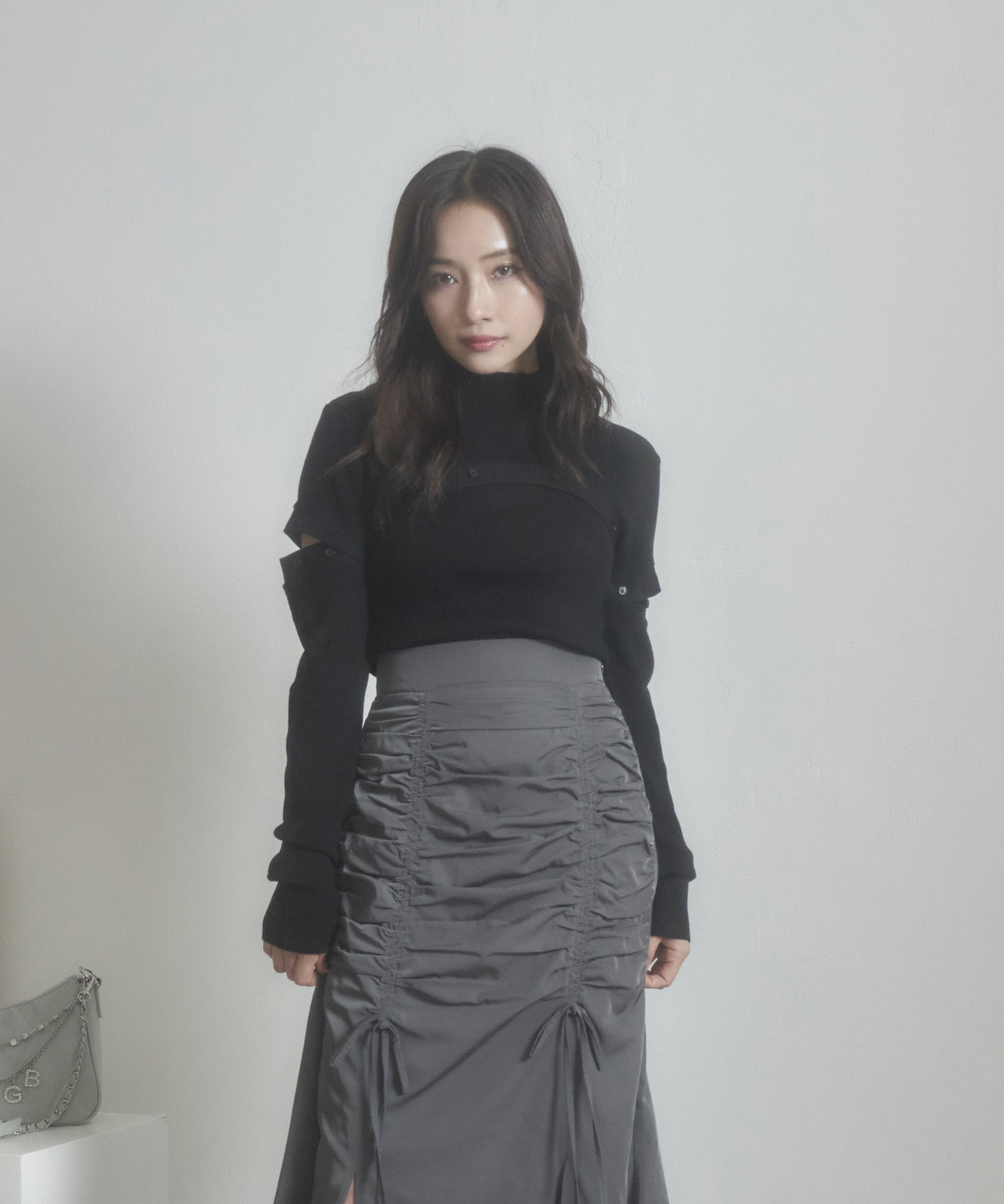 ボタンニットトップス