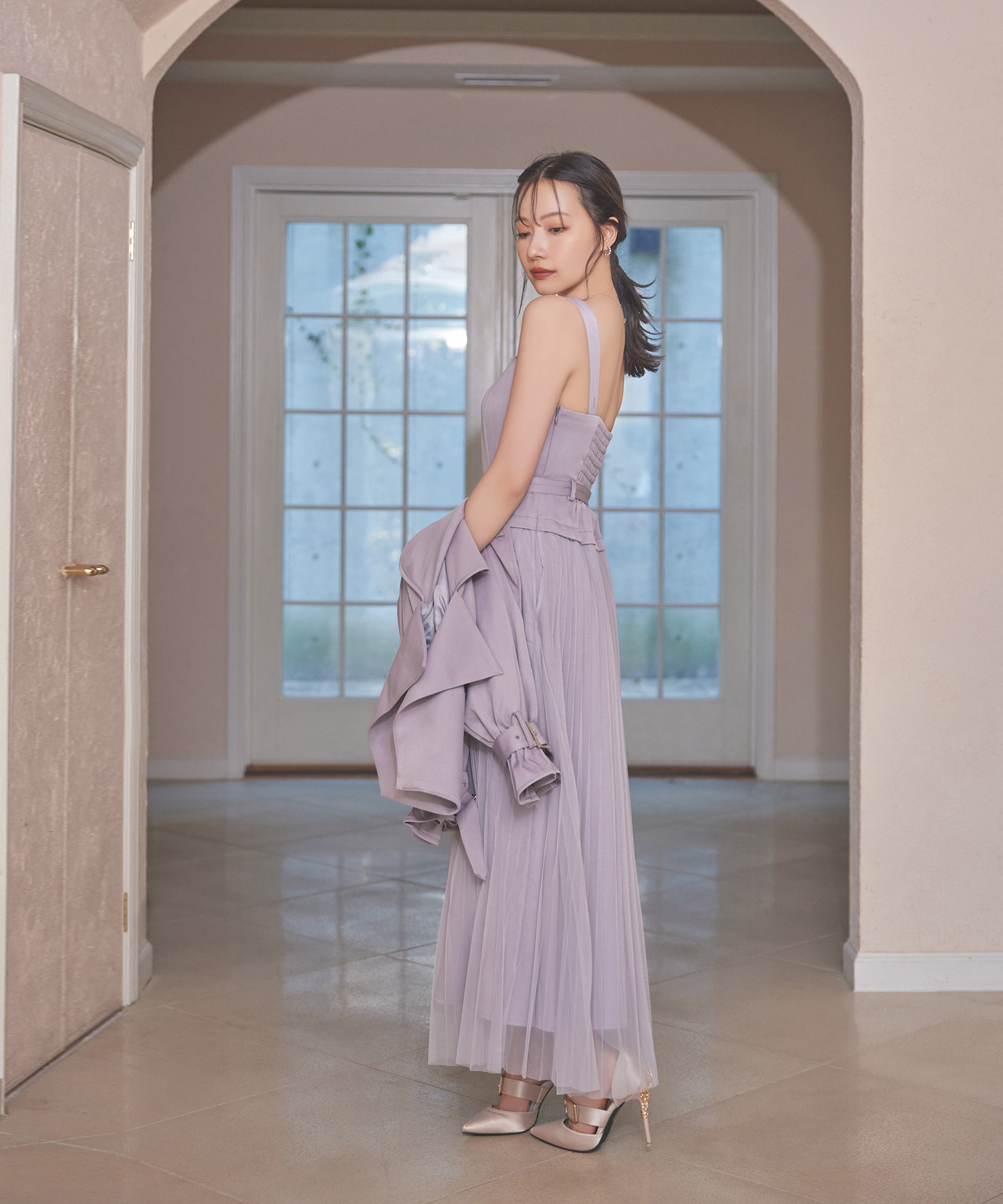 チュールプリーツキャミワンピ