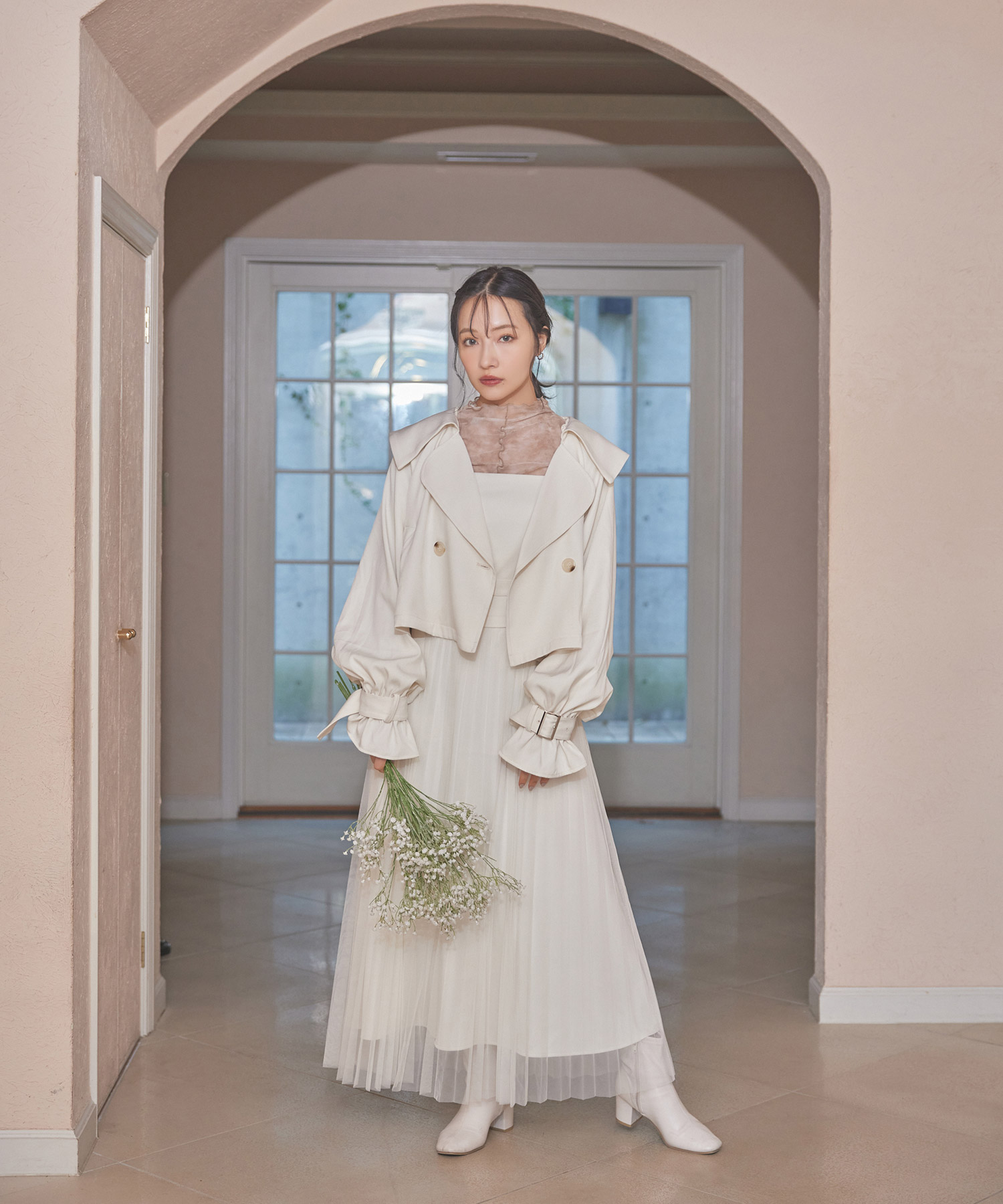 チュールプリーツキャミワンピ