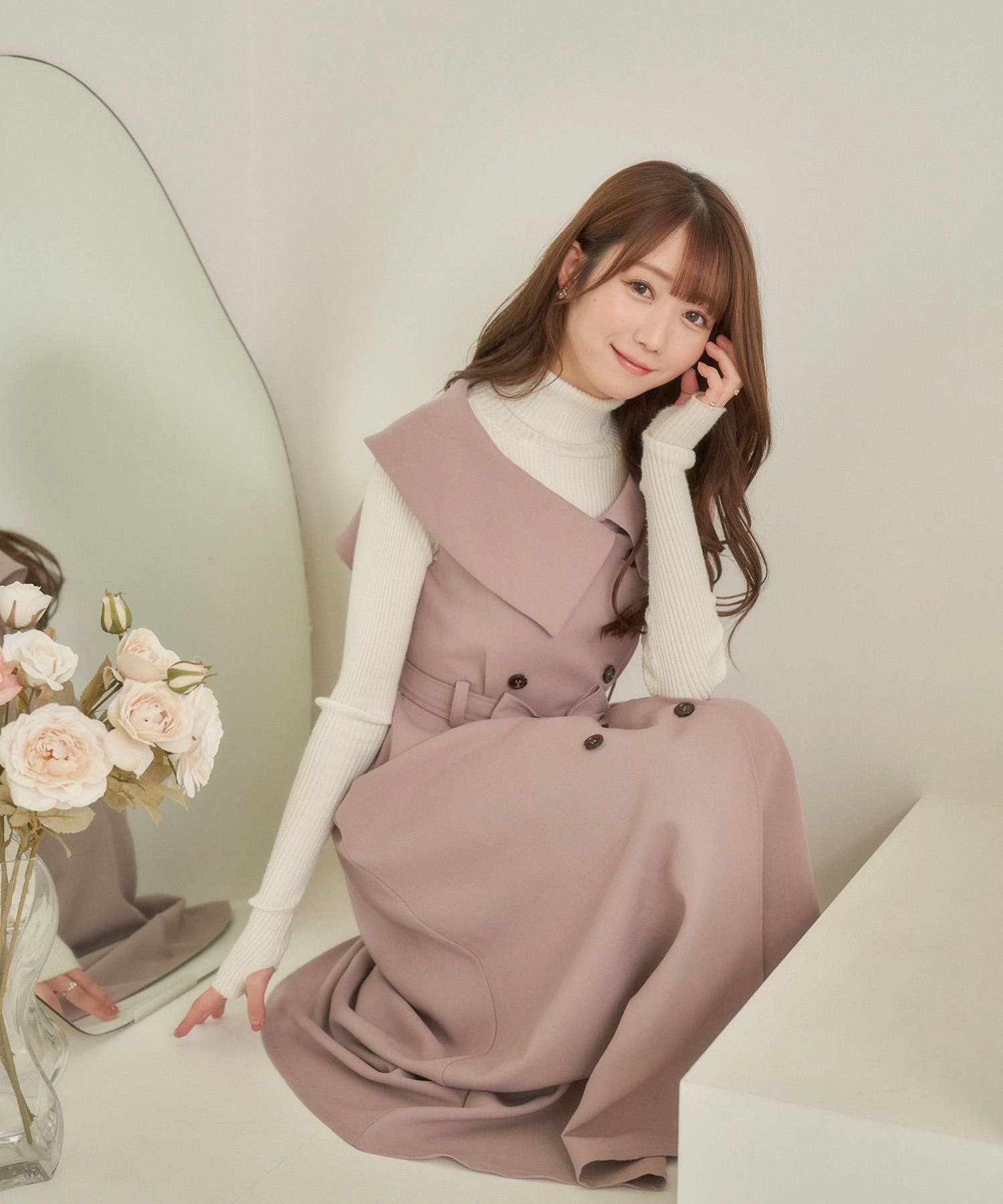 おすすめポイント Rosé Muse big collar trench one-piece モカ