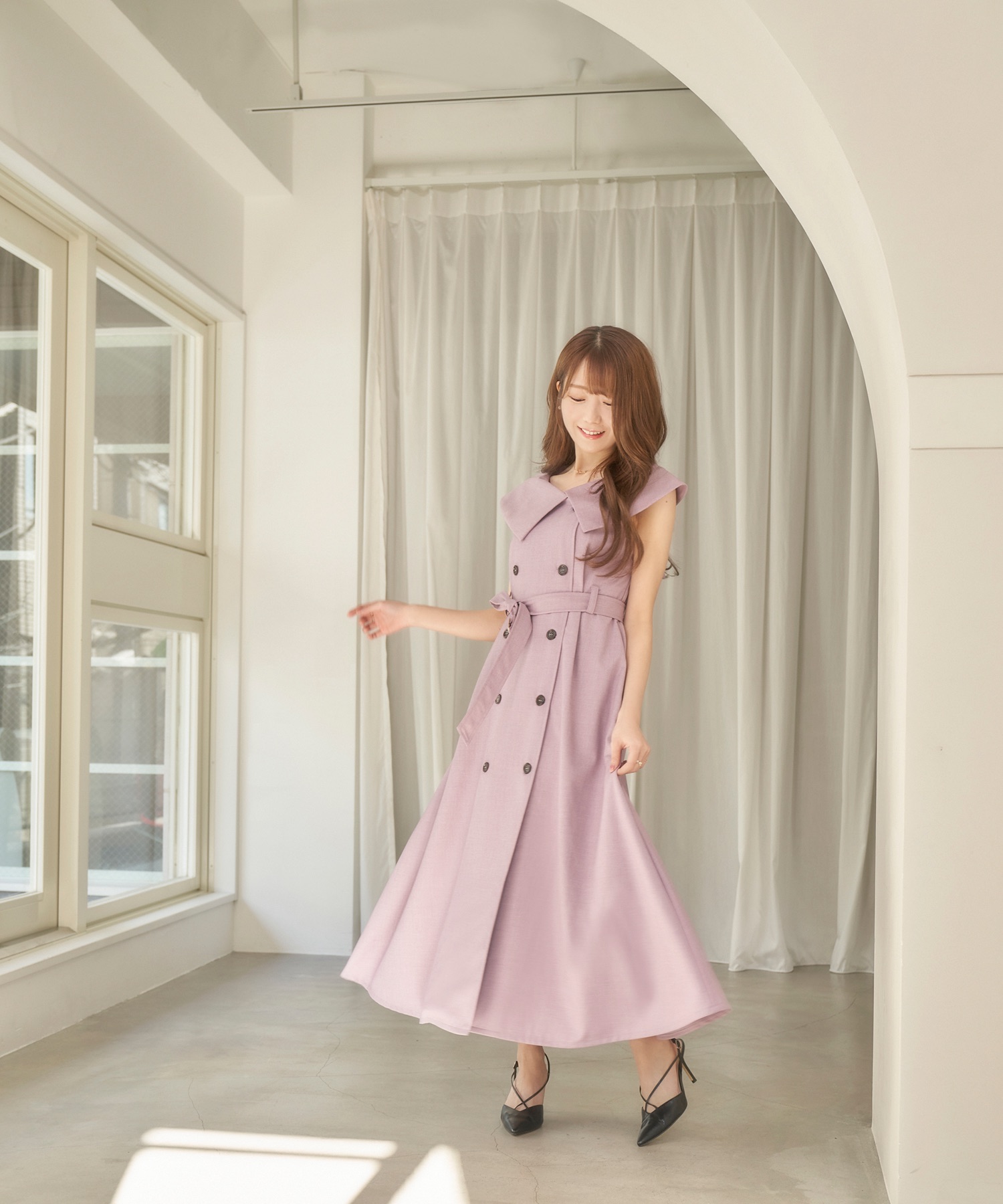 国内正規品販売 Rosé Muse big collar trench one-piece ロング