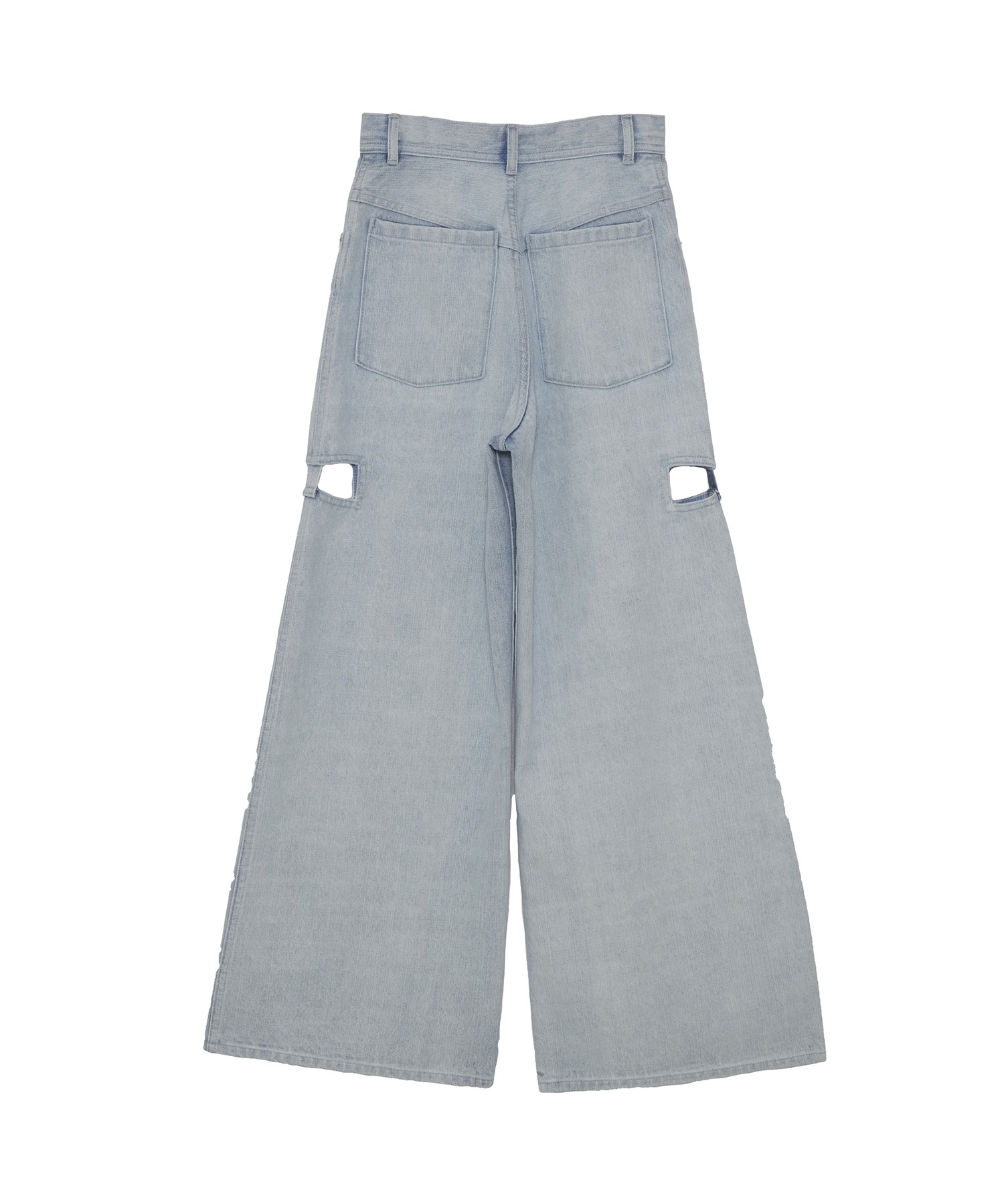 Side ribbon slash denim pants