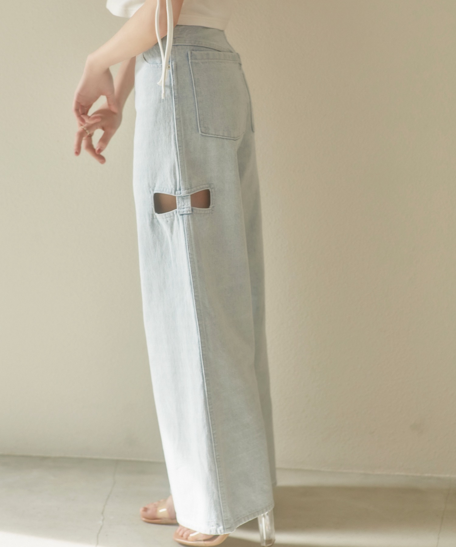 Side ribbon slash denim pants – BUNNY APARTMENT