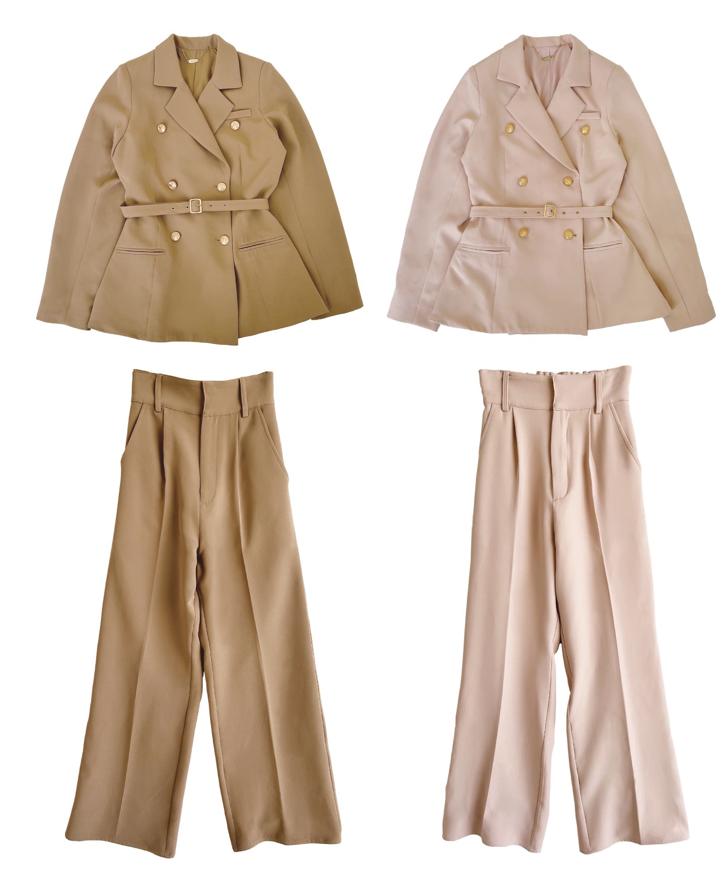 Rosé jacket and center pressed pants SET