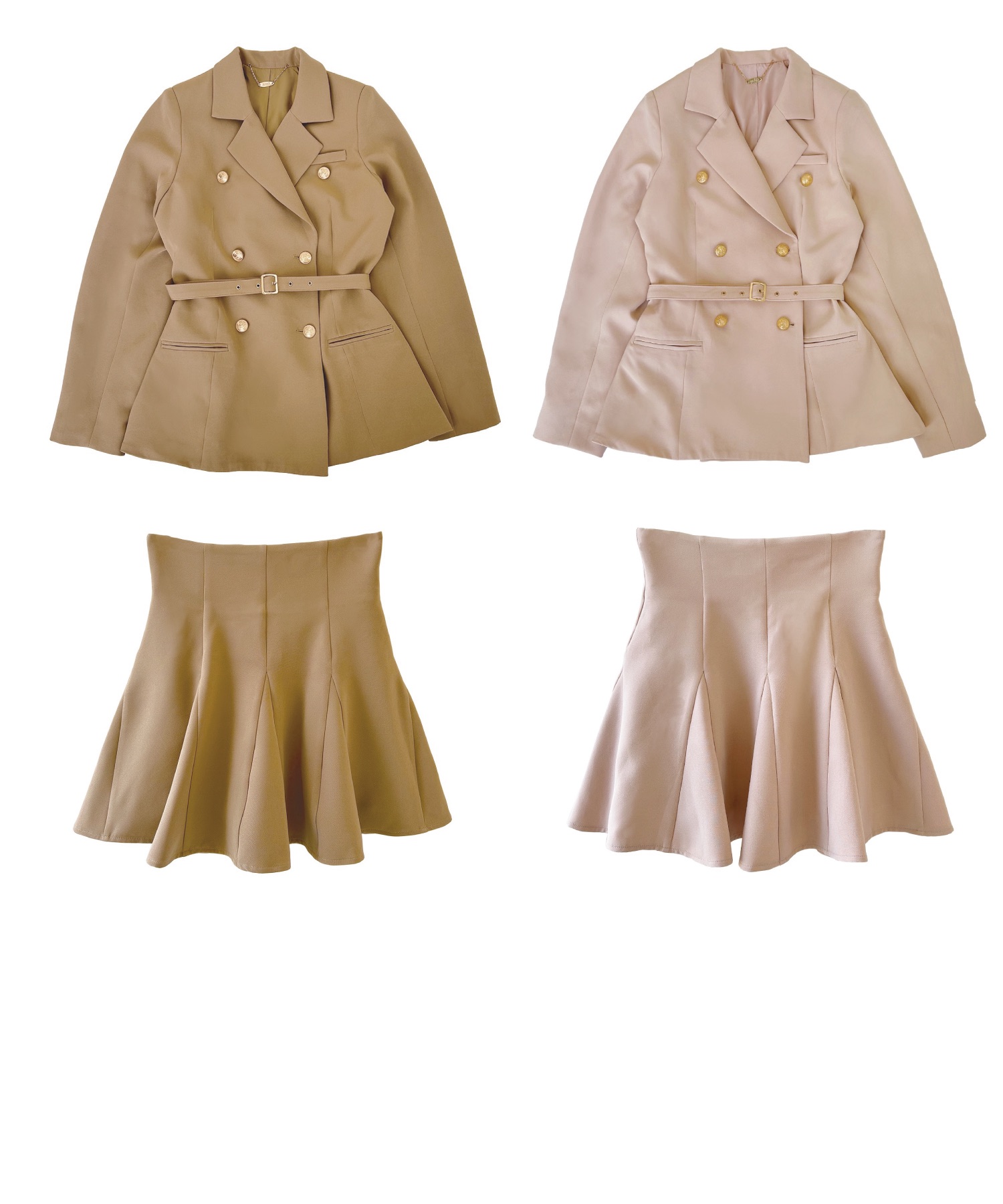 Rosé jacket and flare skirt pants SET