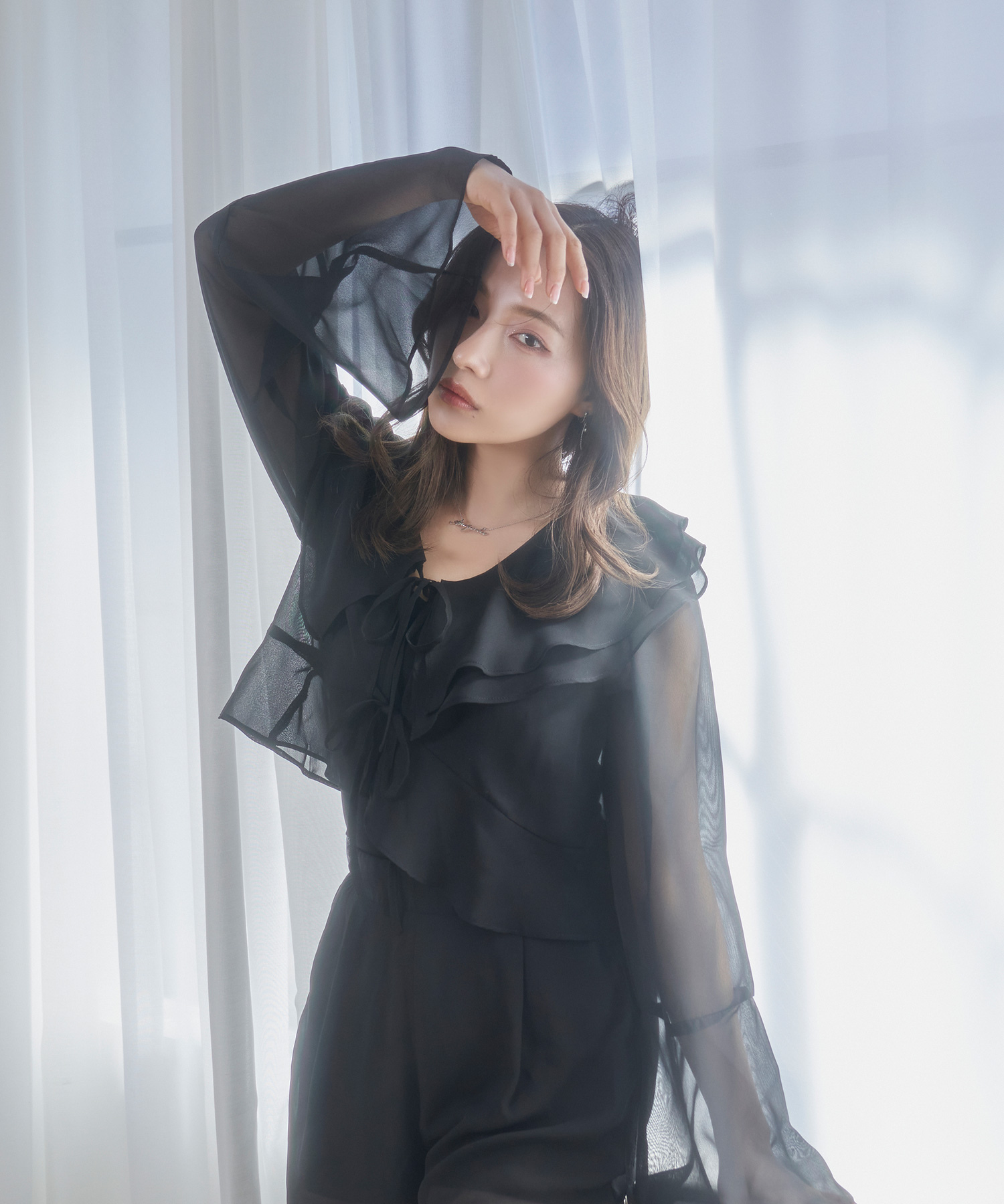 シアーベルスリーブブラウス